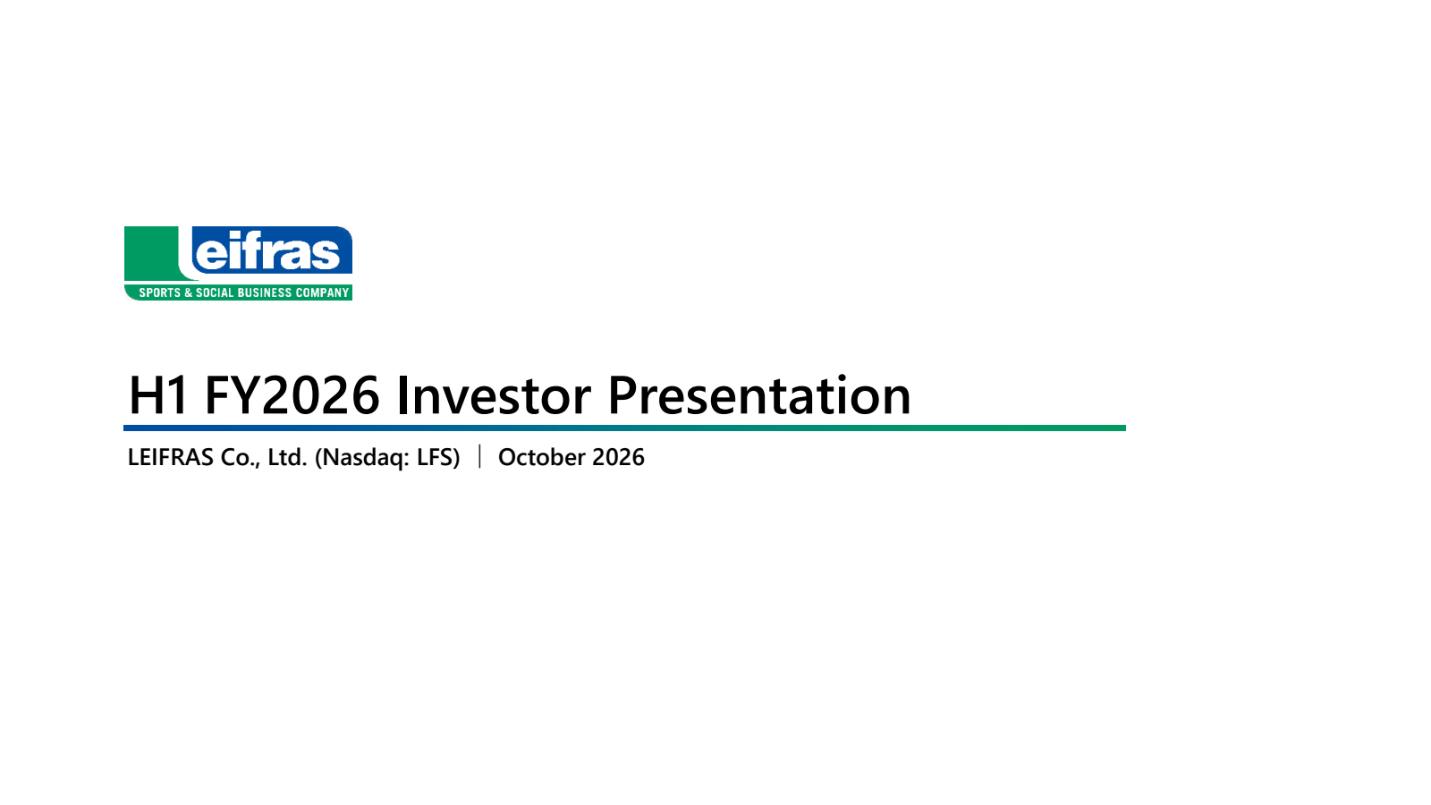 Leifras' Q2 2026 Slide Deck