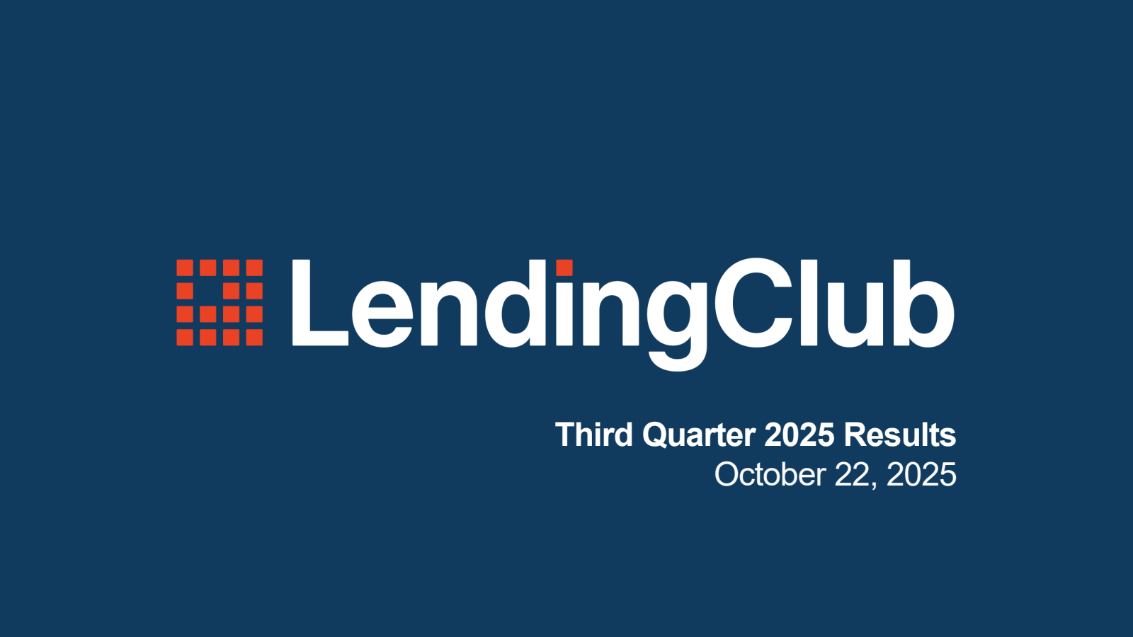 LendingClub's Q3 2025 Slide Deck
