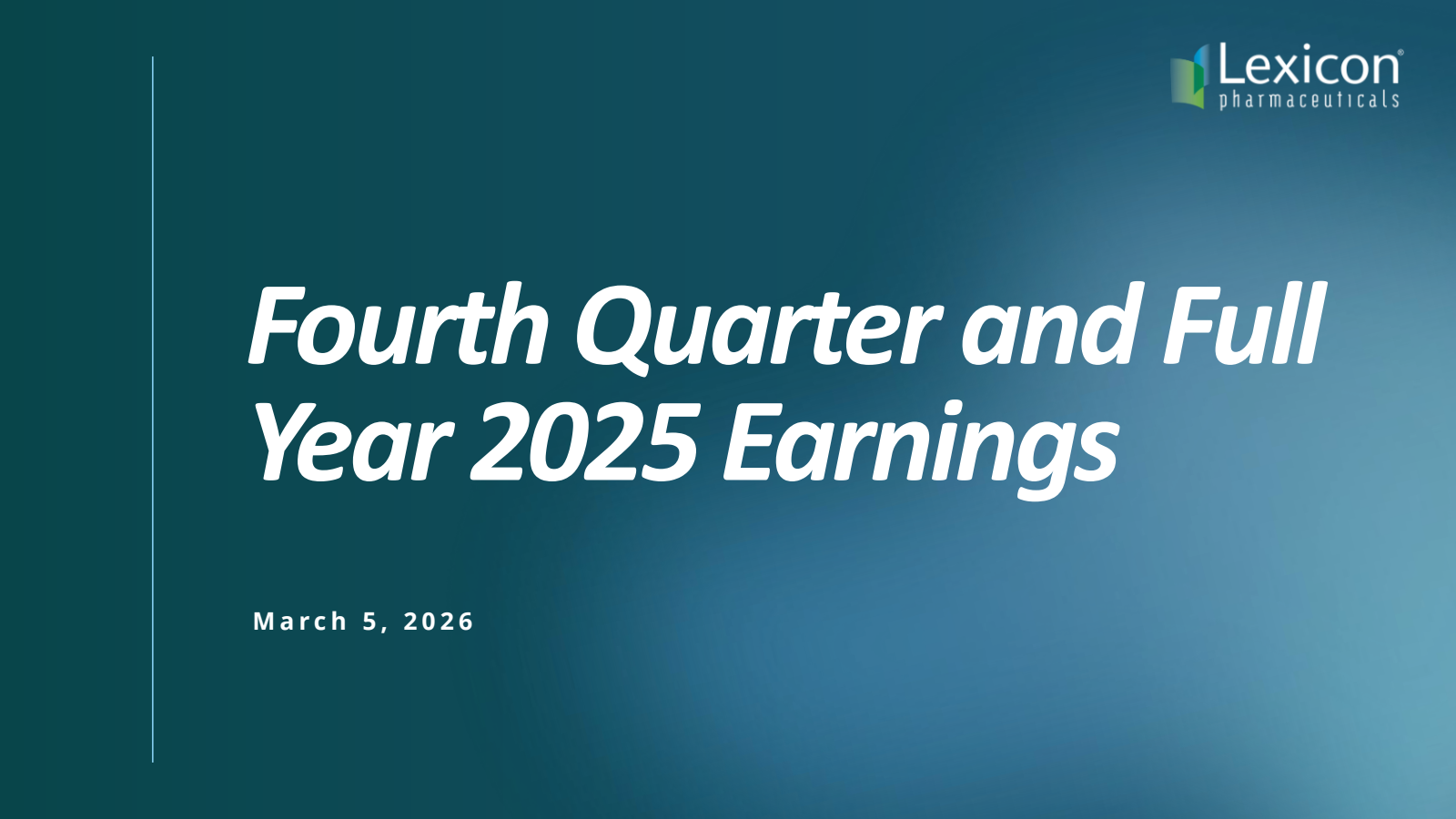 Lexicon Pharmaceuticals' Q4 2025 Slide Deck
