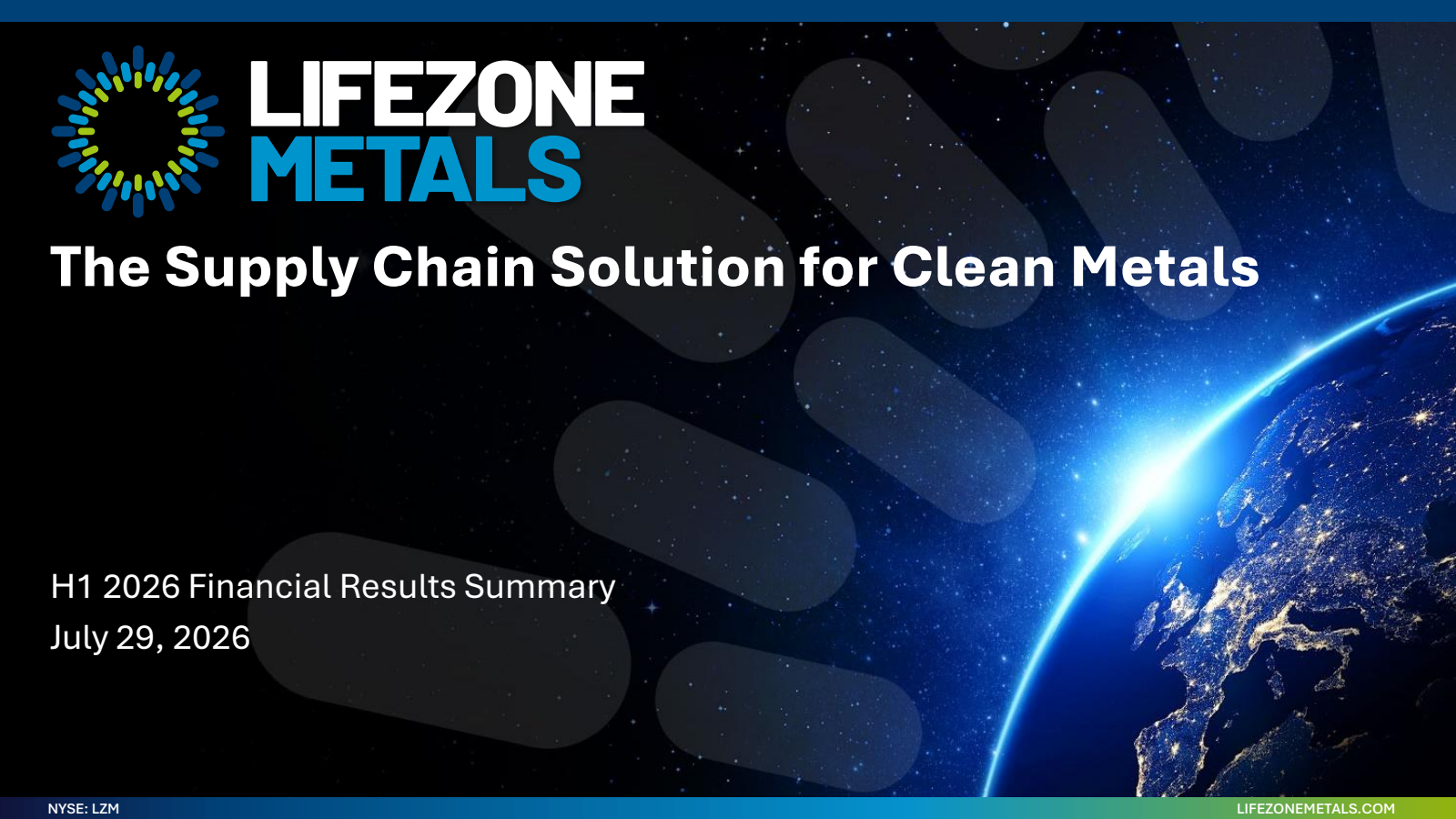 Lifezone Metals' H1 2026 Slide Deck