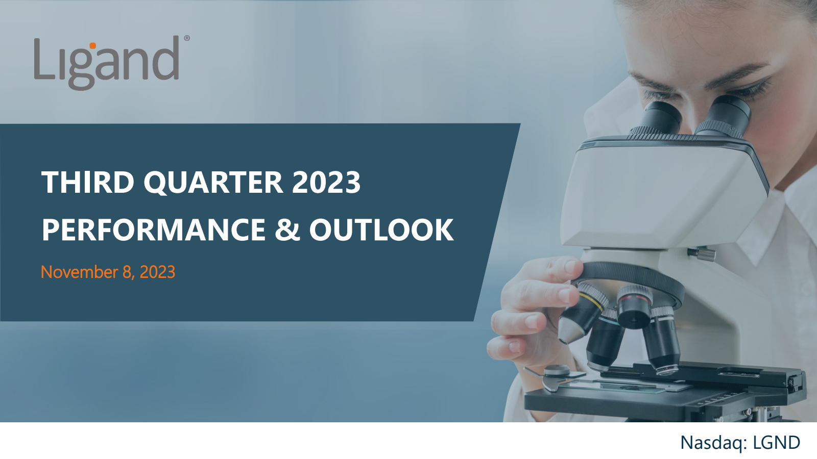 Ligand Pharmaceuticals' Q3 2023 Slide Deck