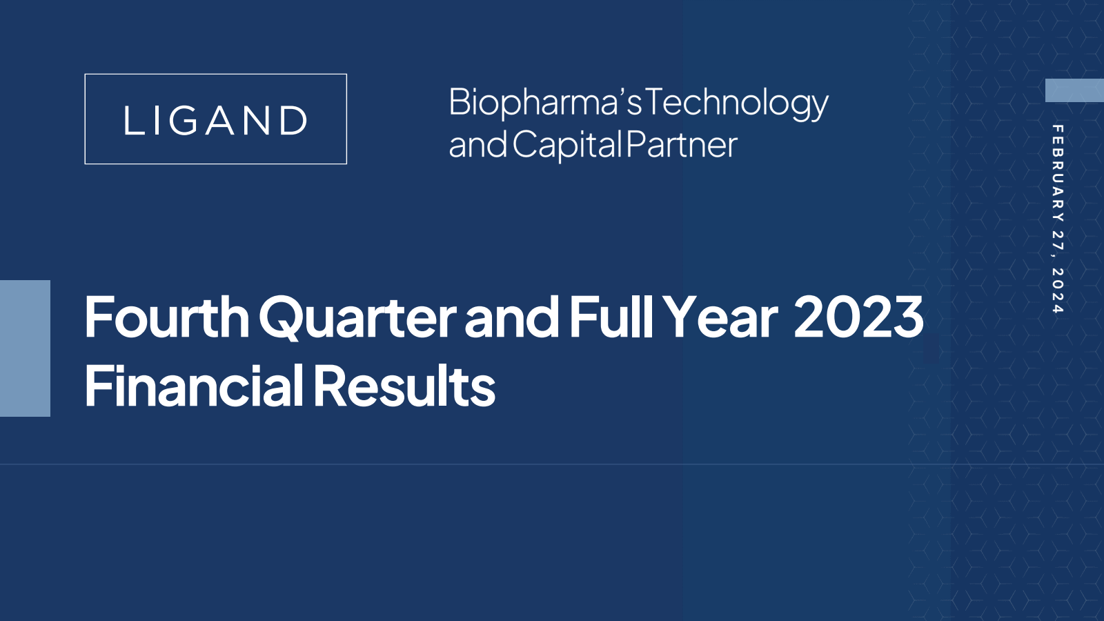 Ligand Pharmaceuticals' Q4 2023 Slide Deck