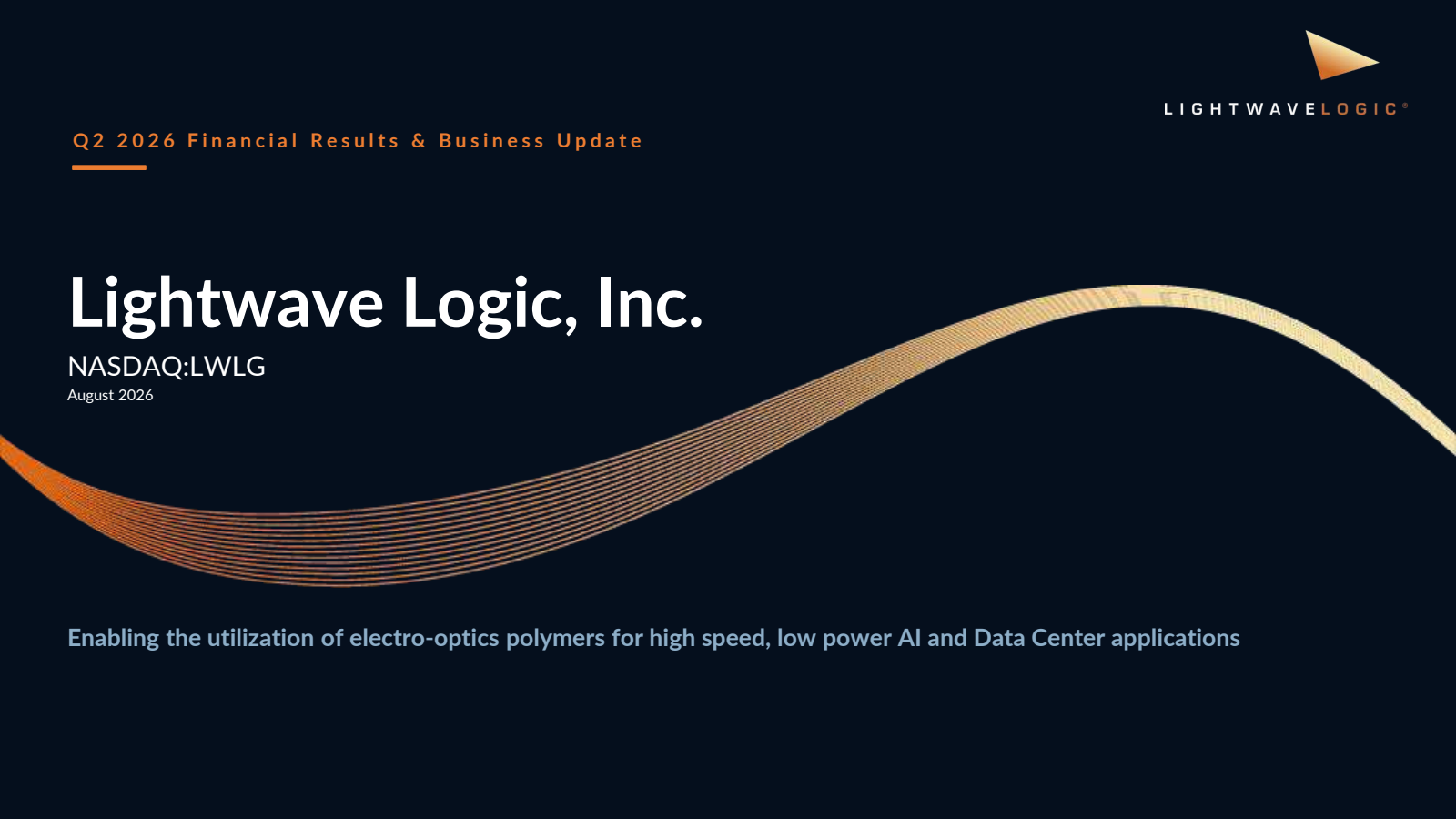 Lightwave Logic's Q2 2026 Slide Deck