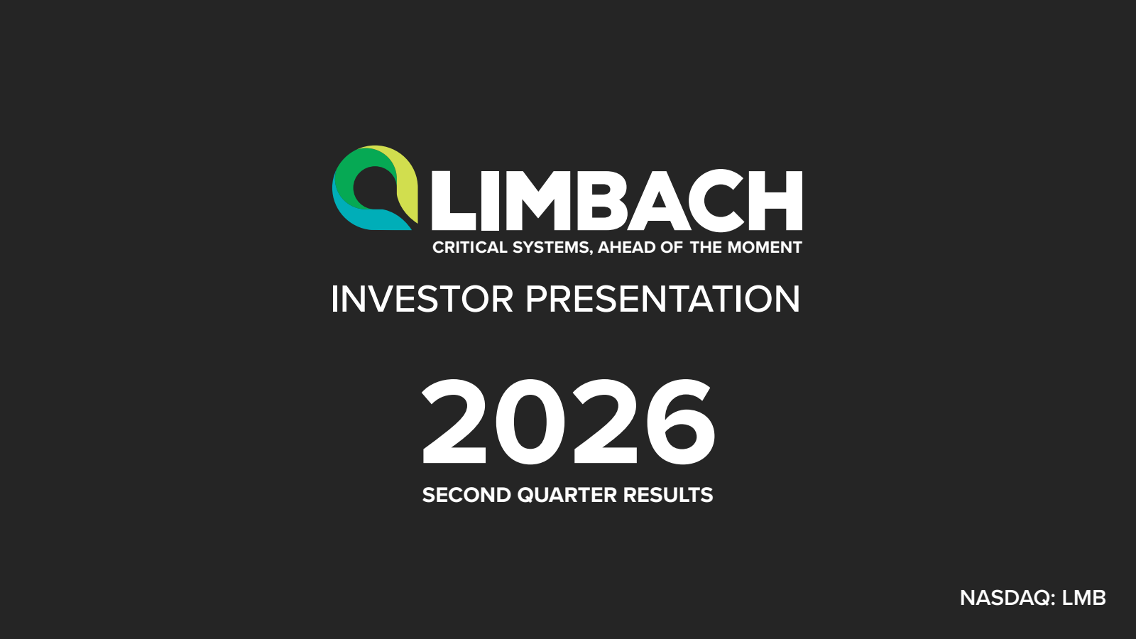 Limbach's Q2 2026 Slide Deck
