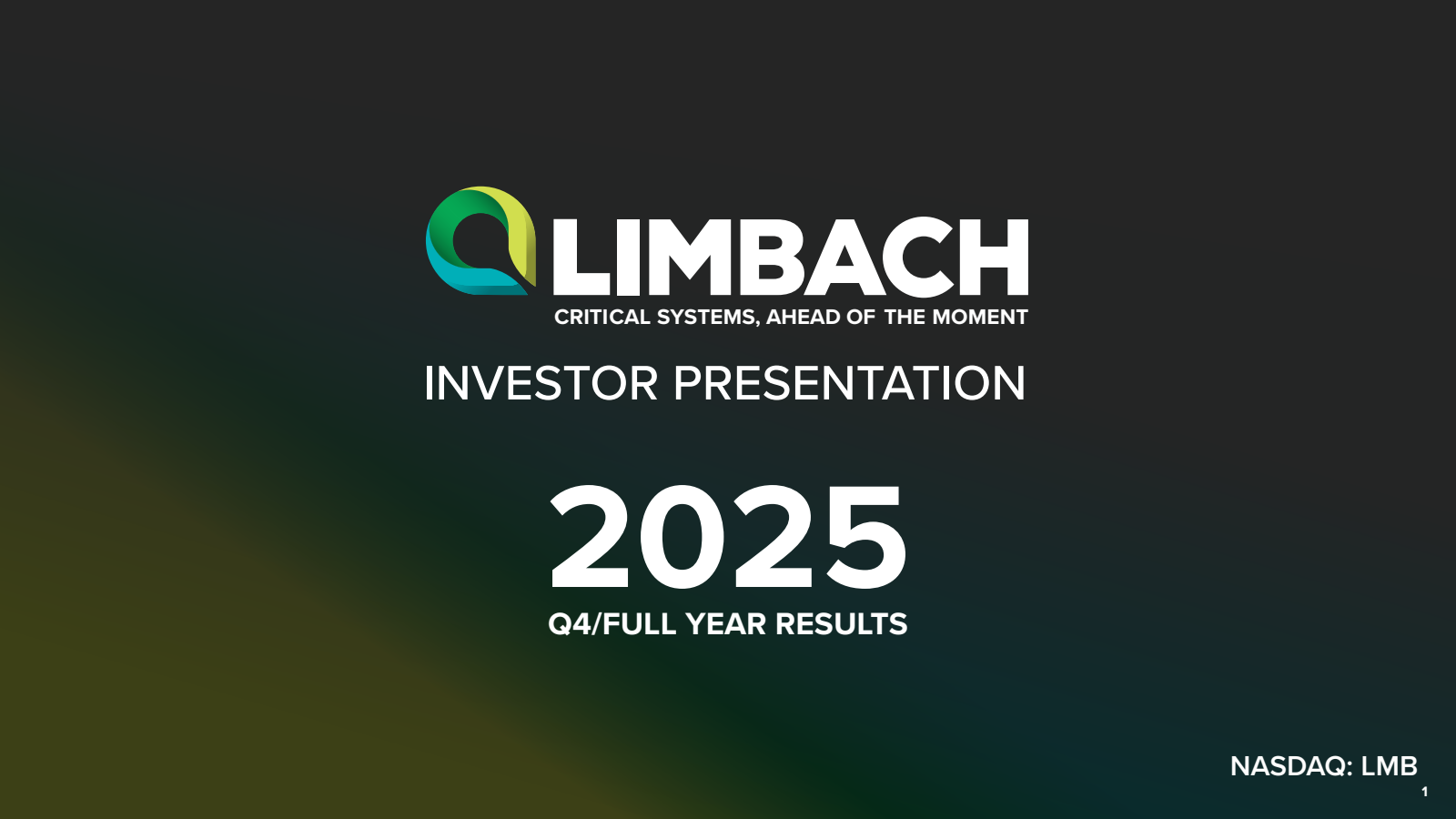 Limbach's Q4 2025 Slide Deck
