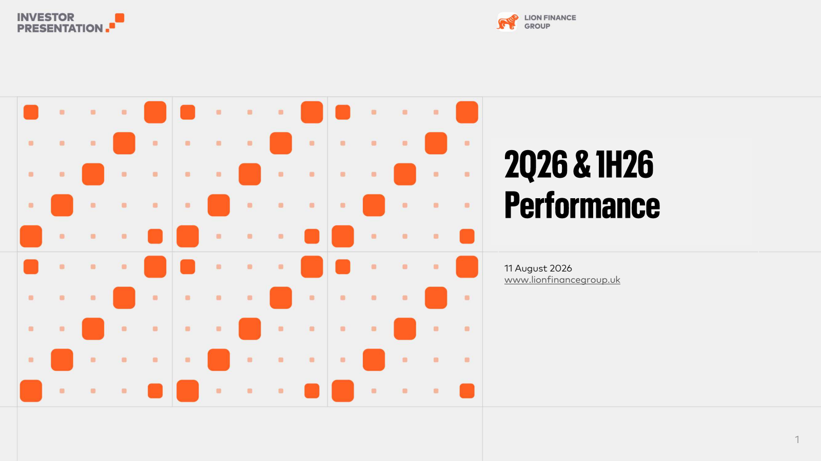 Lion Finance Group's Q2 2026 Slide Deck