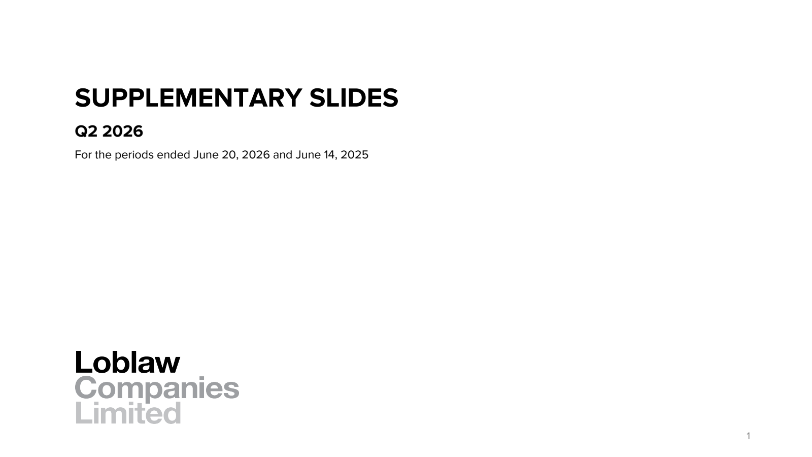 Loblaw Companies' Q2 2026 Slide Deck