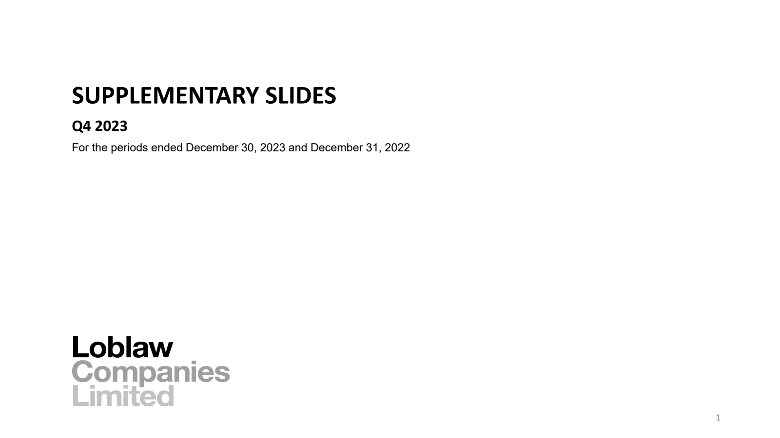 Loblaw Companies' Q4 2023 Slide Deck