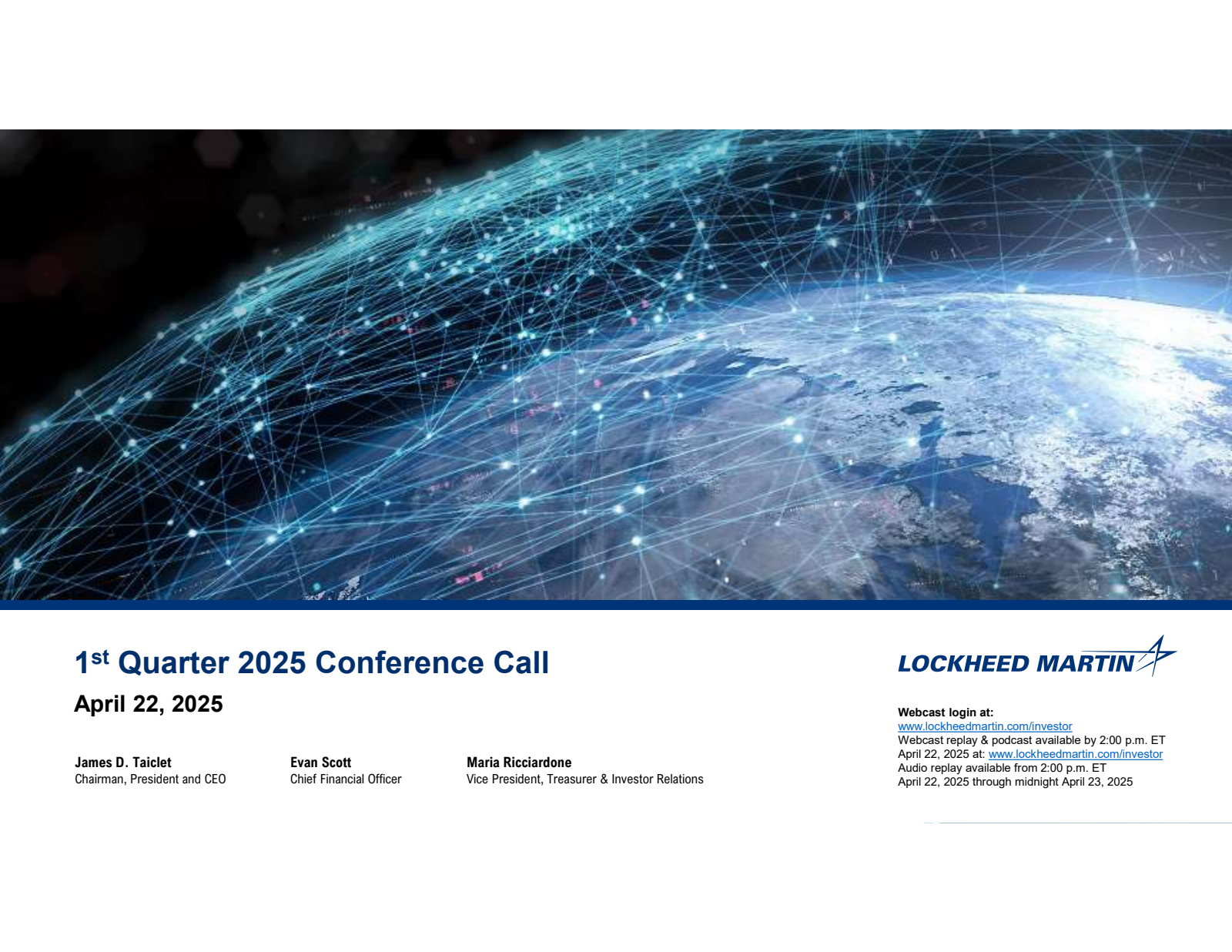 LMT Q1 2025 Earnings Report on 4/22/2025