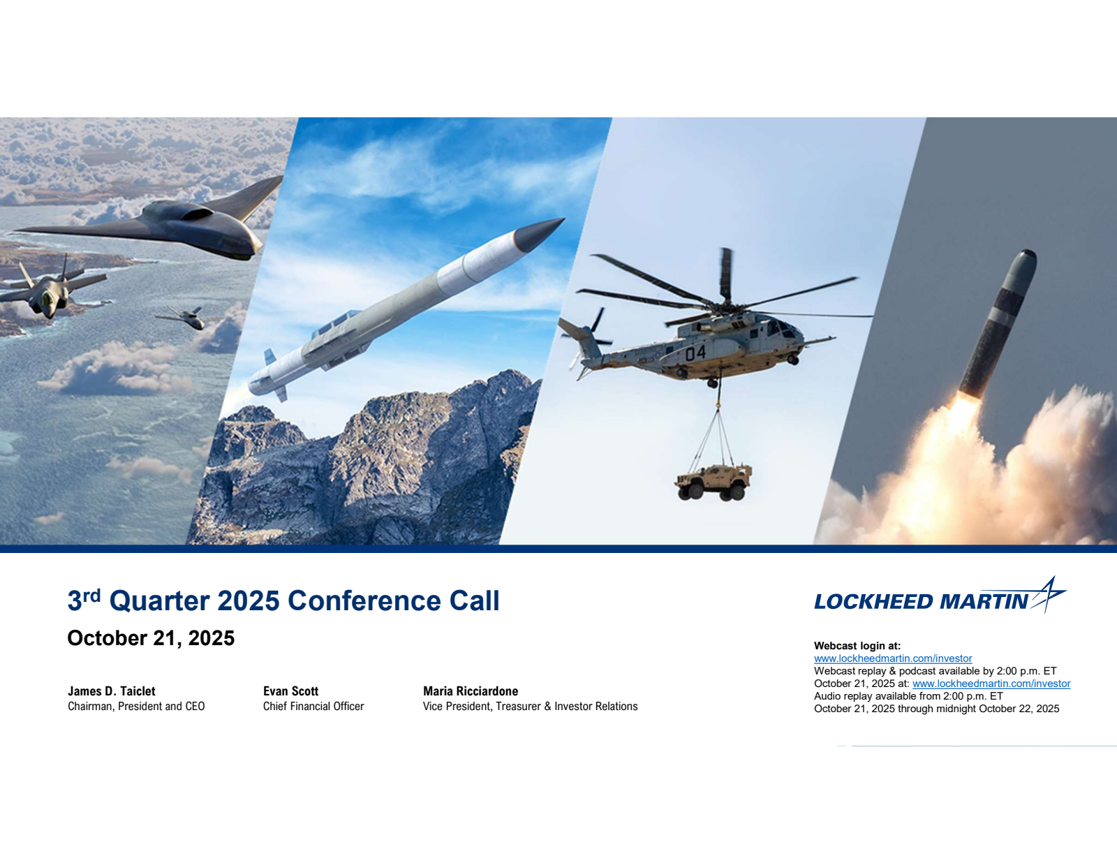 LMT Q3 2025 Earnings Report on 10/21/2025