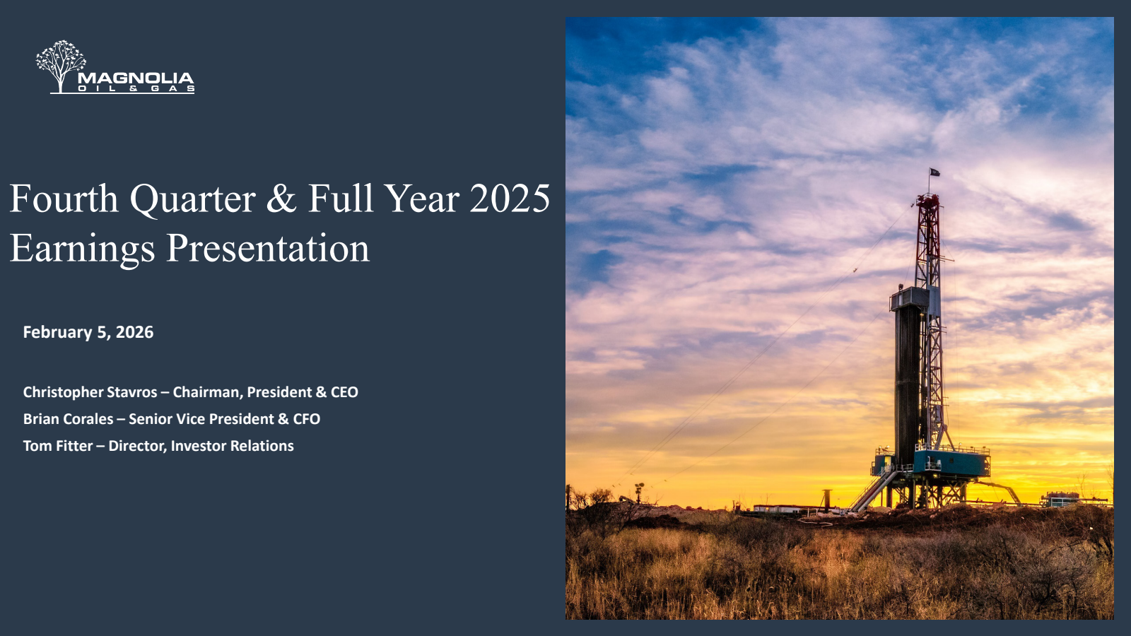 Magnolia Oil & Gas' Q4 2025 Slide Deck