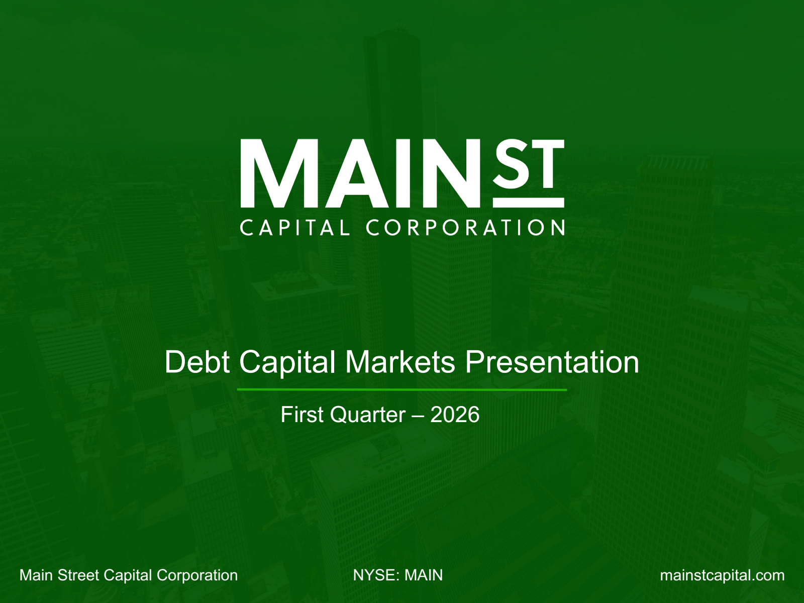 Main Street Capital's Q1 2026 Slide Deck