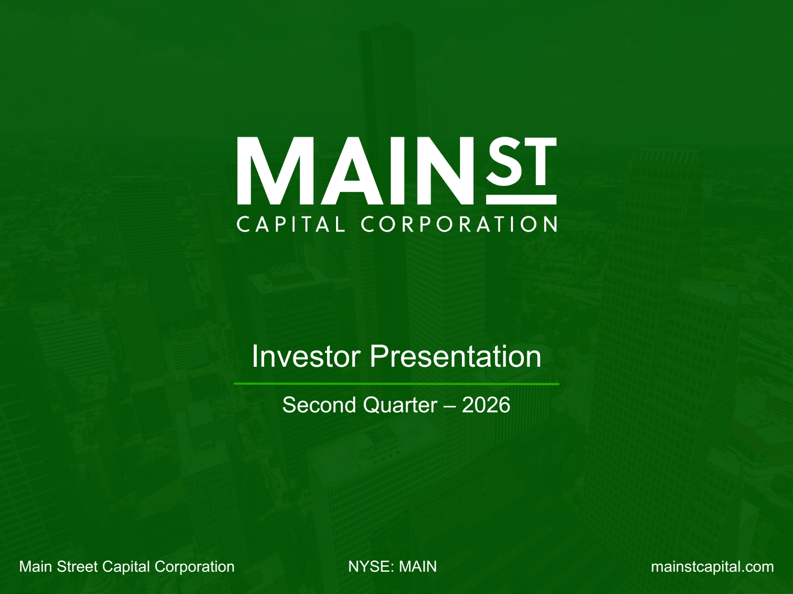 Main Street Capital's Q2 2026 Slide Deck