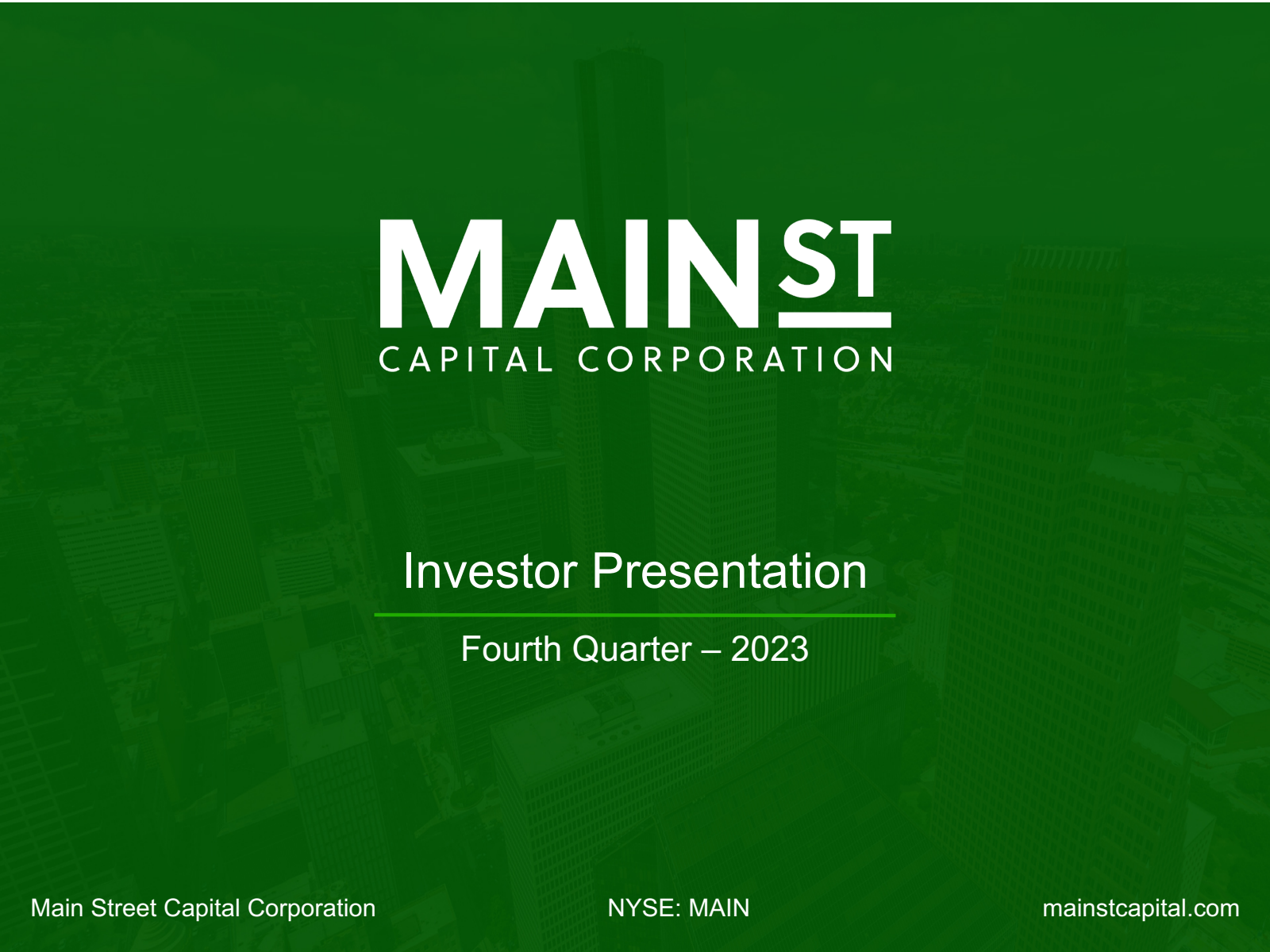 Main Street Capital's Q4 2023 Slide Deck