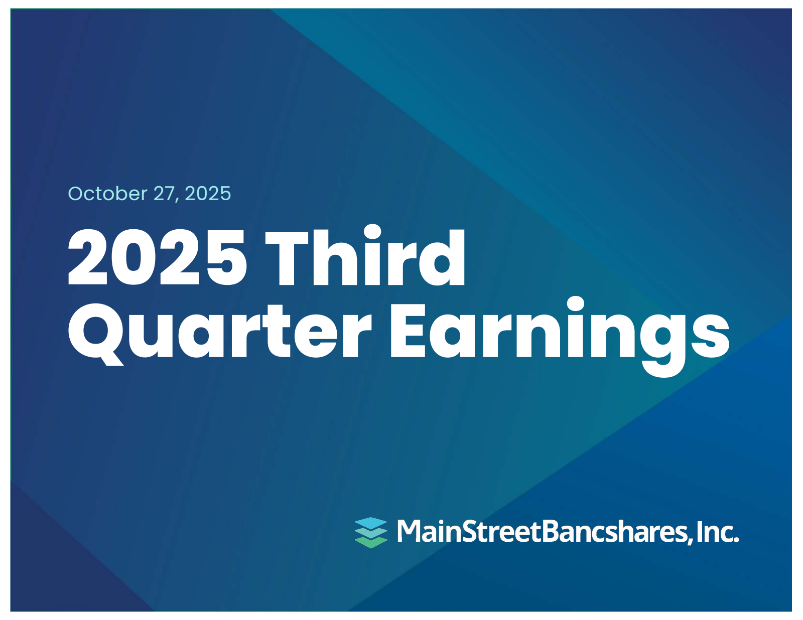 MainStreet Bank's Q3 2025 Slide Deck