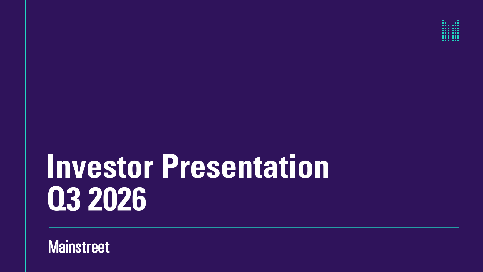 Mainstreet Equity's Q3 2026 Slide Deck