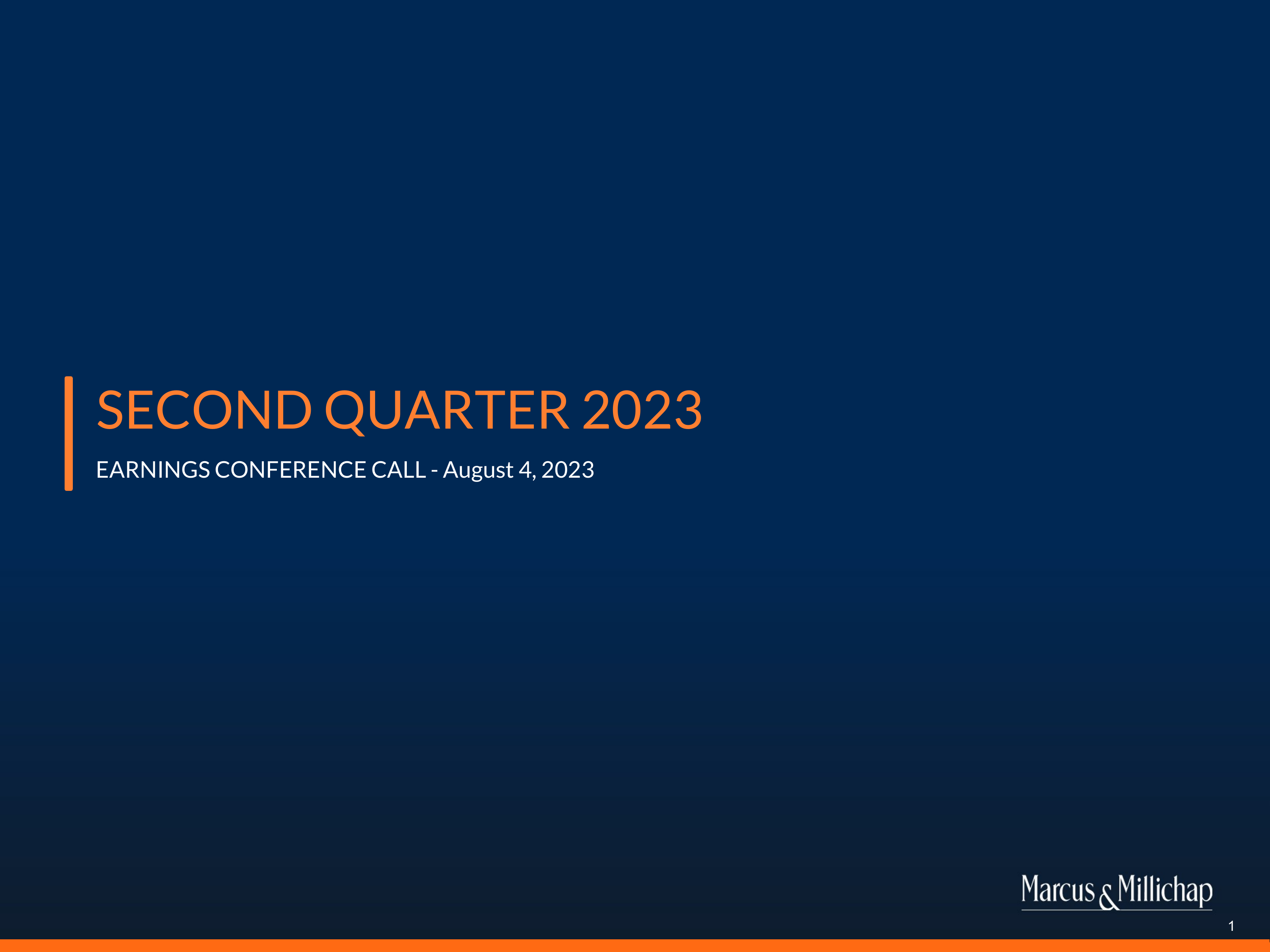 Marcus & Millichap's Q2 2023 Slide Deck