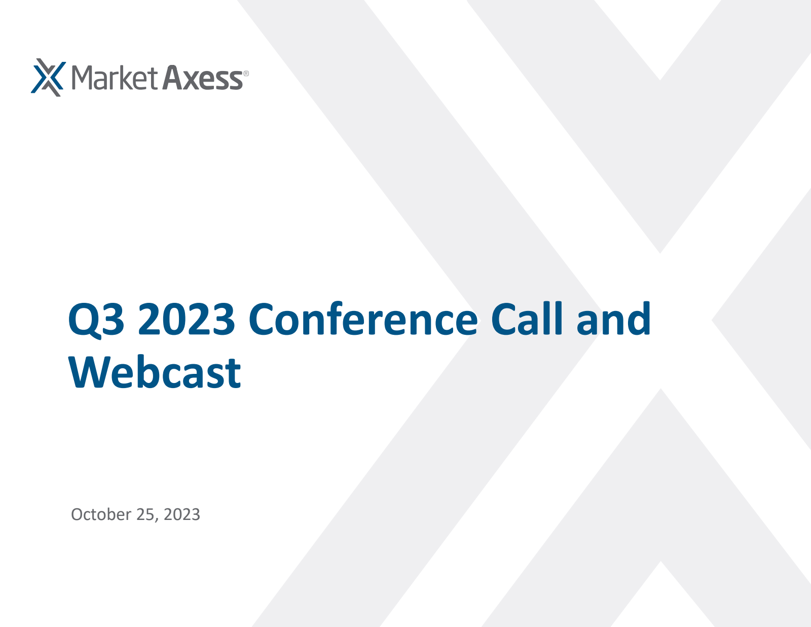MarketAxess' Q3 2023 Slide Deck
