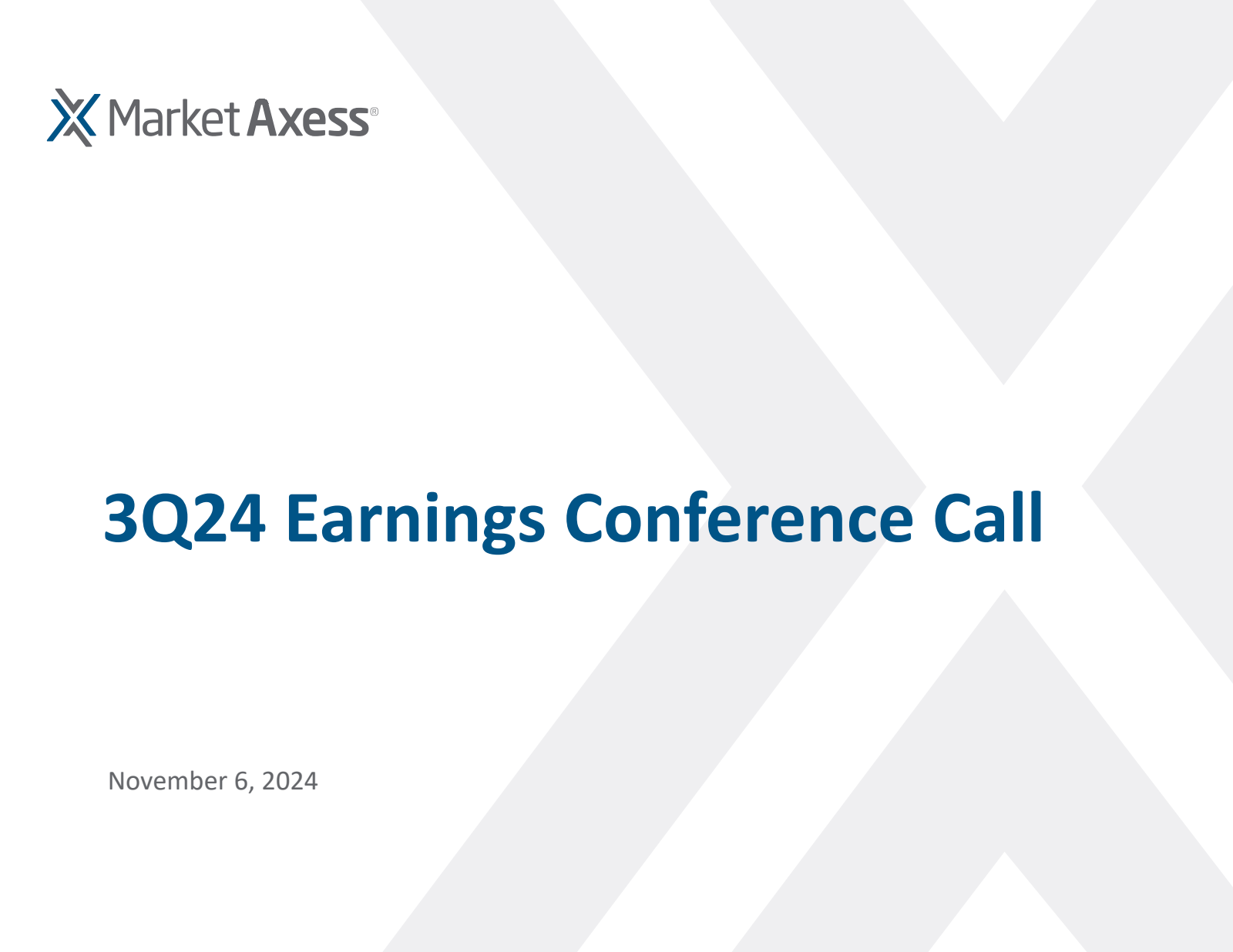 MarketAxess' Q3 2024 Slide Deck