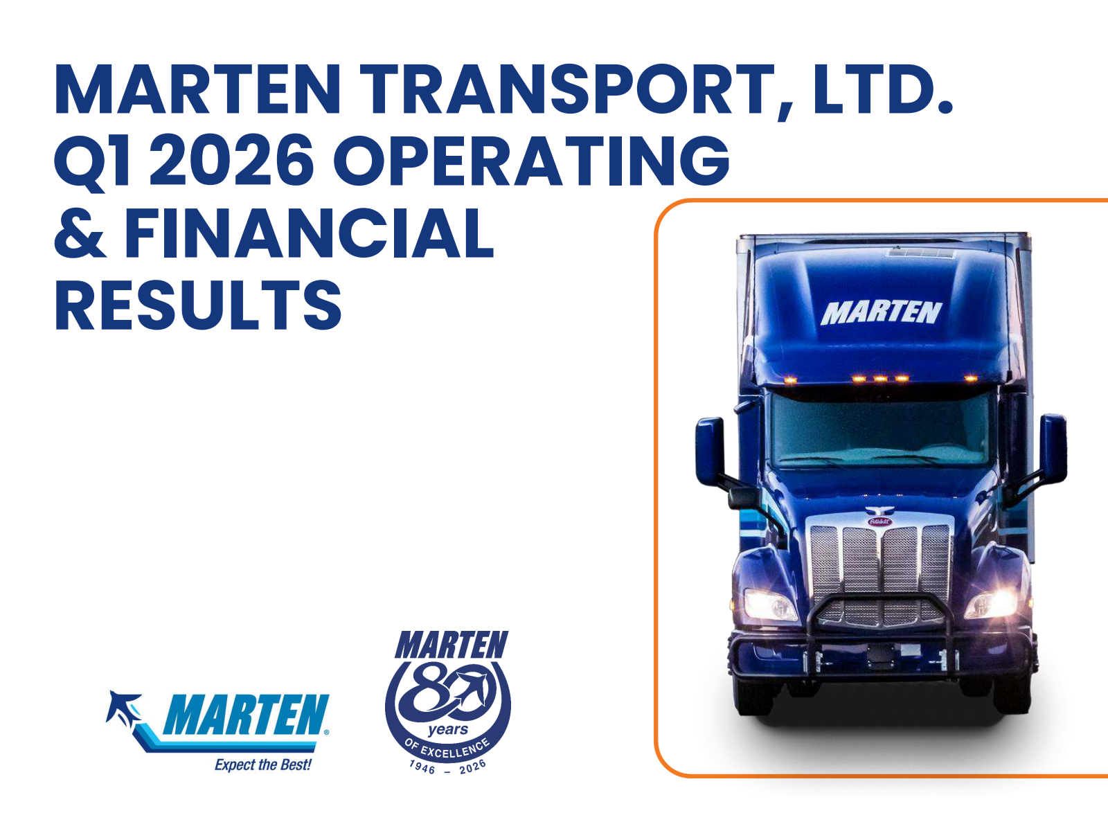 Marten Transport's Q1 2026 Slide Deck