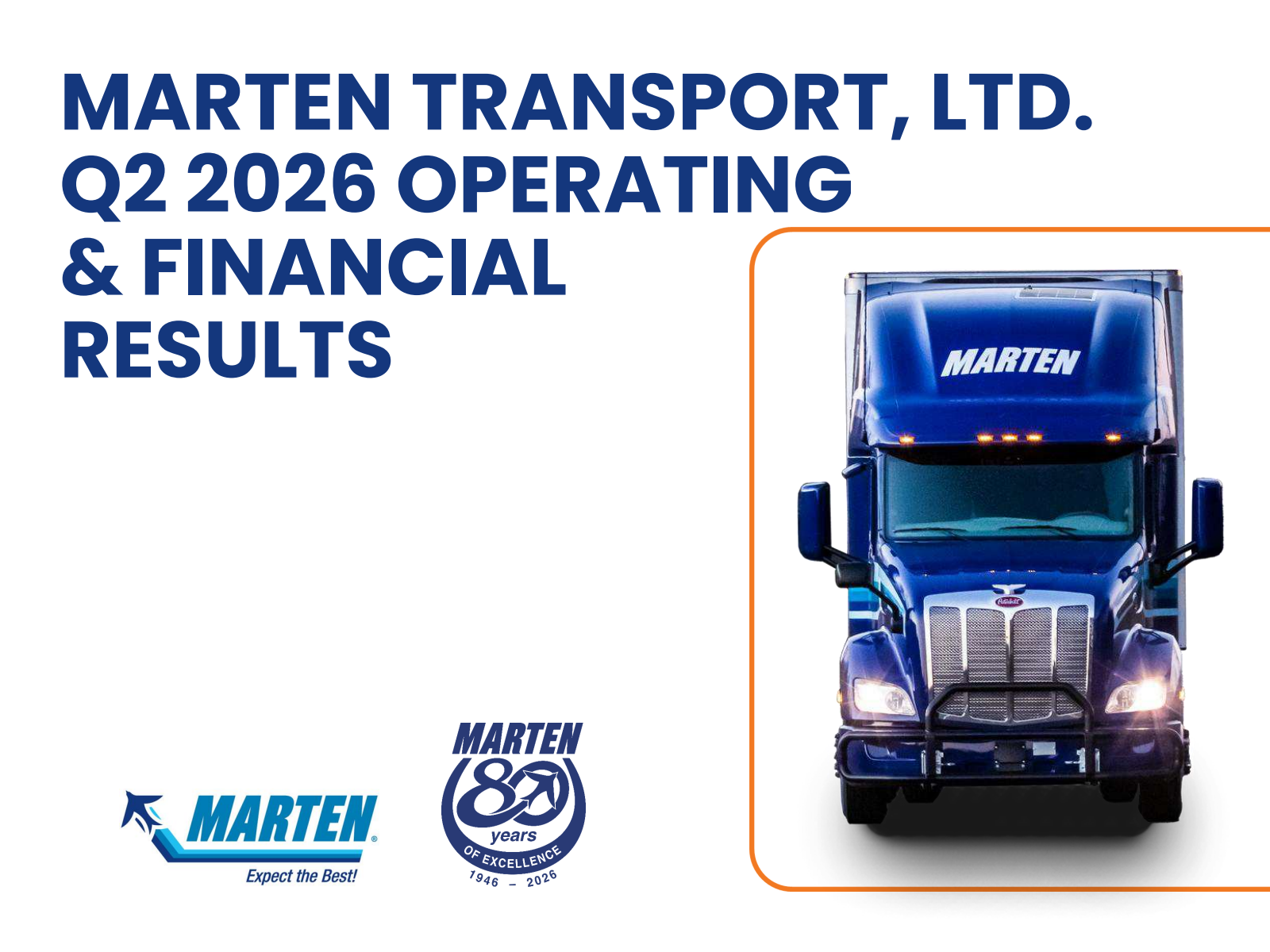 Marten Transport's Q2 2026 Slide Deck