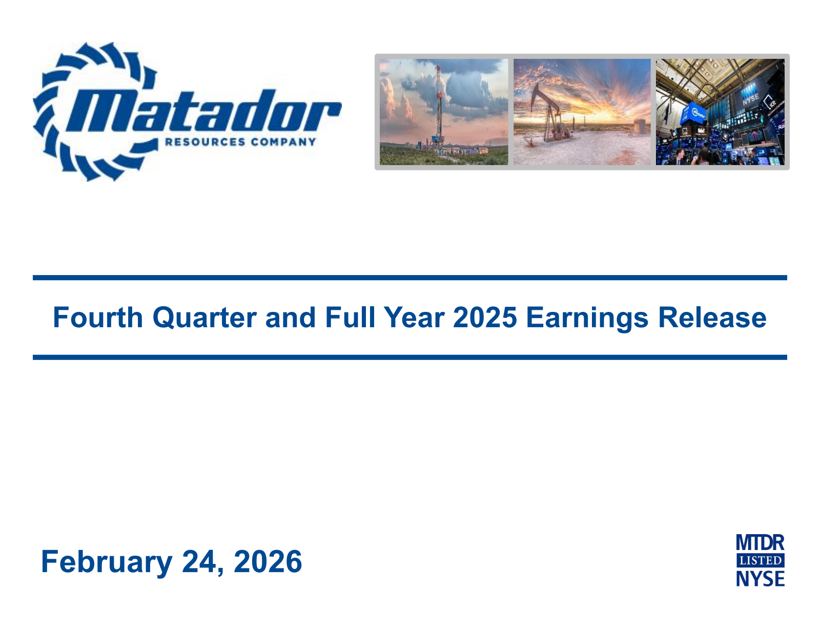 Matador Resources' Q4 2025 Slide Deck