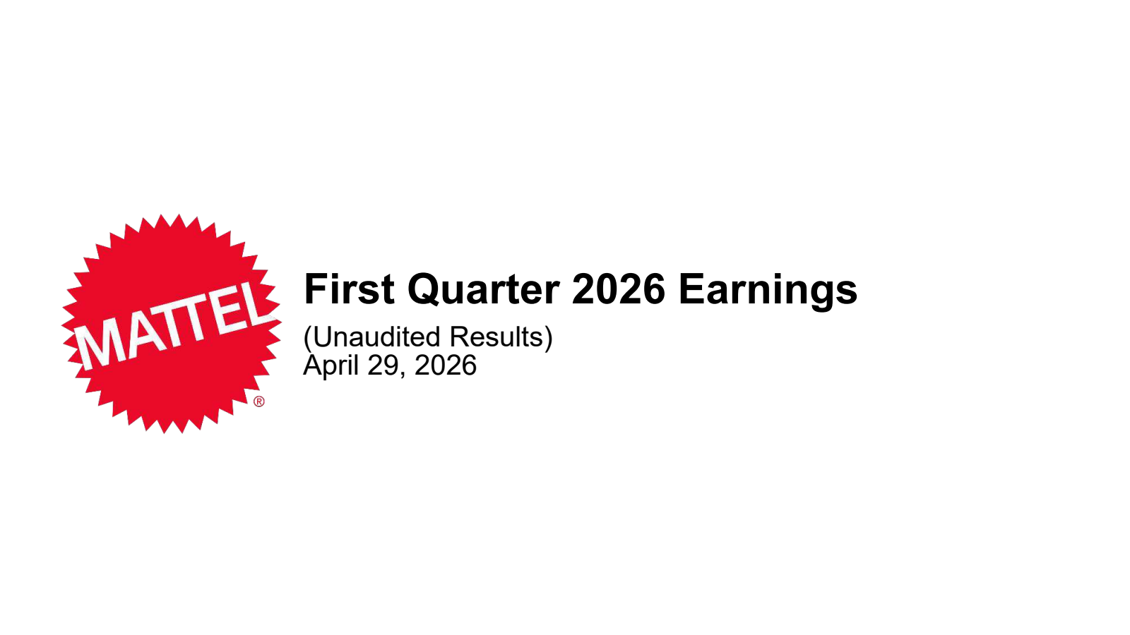Mattel's Q1 2026 Slide Deck