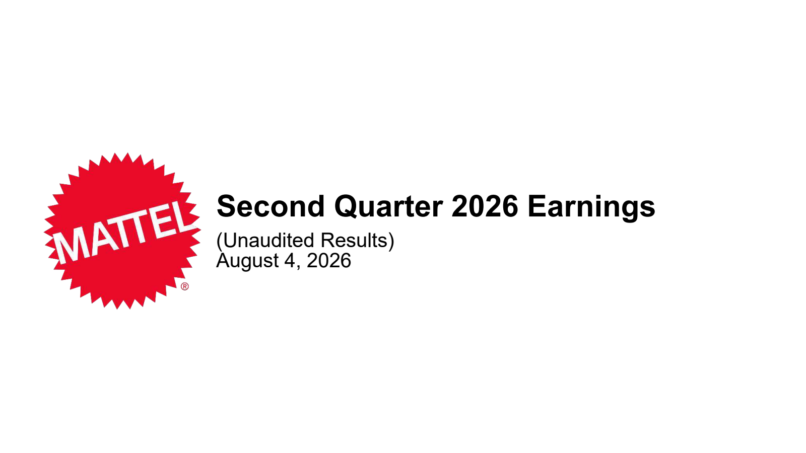 Mattel's Q2 2026 Slide Deck