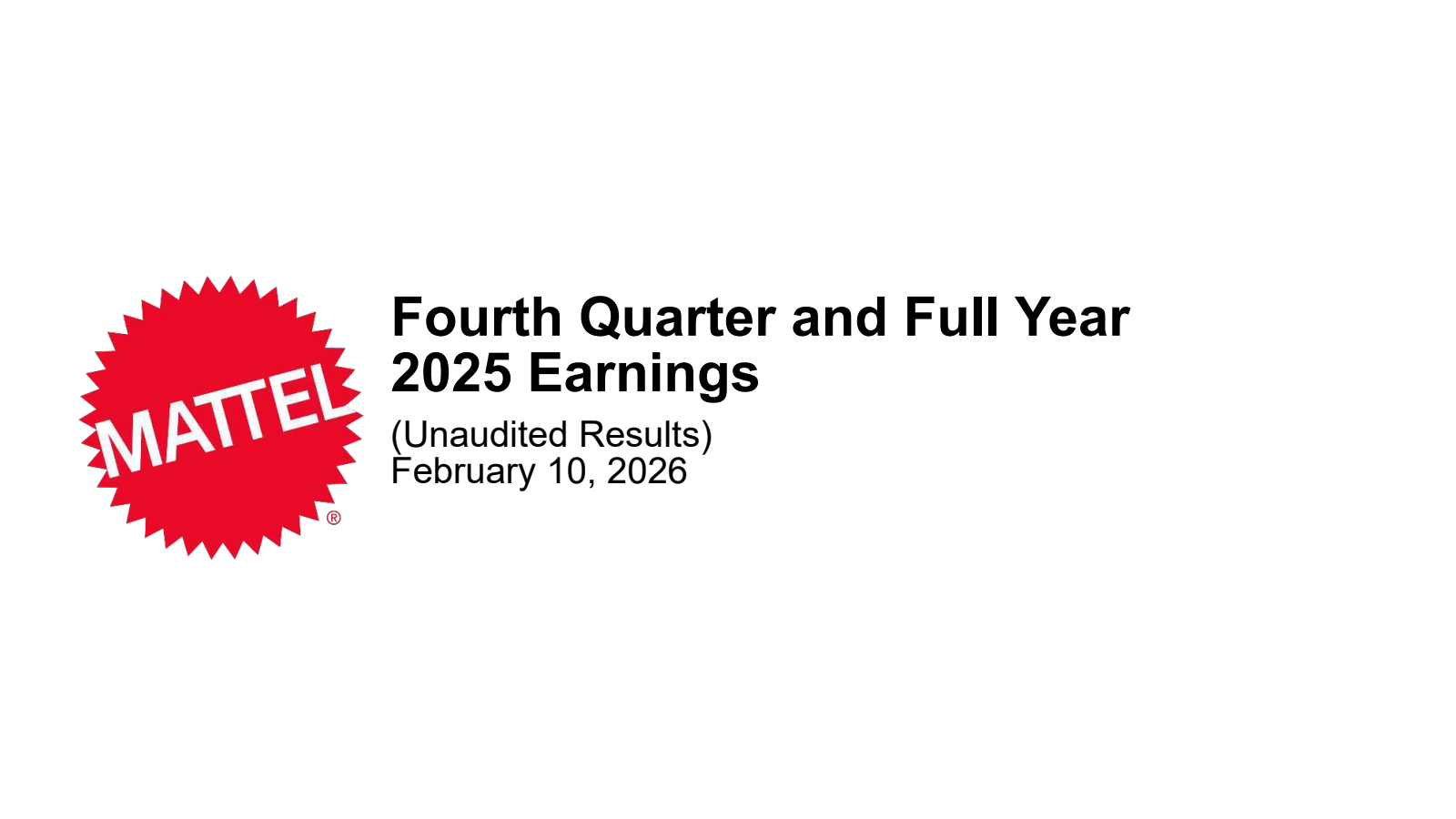 Mattel's Q4 2025 Slide Deck