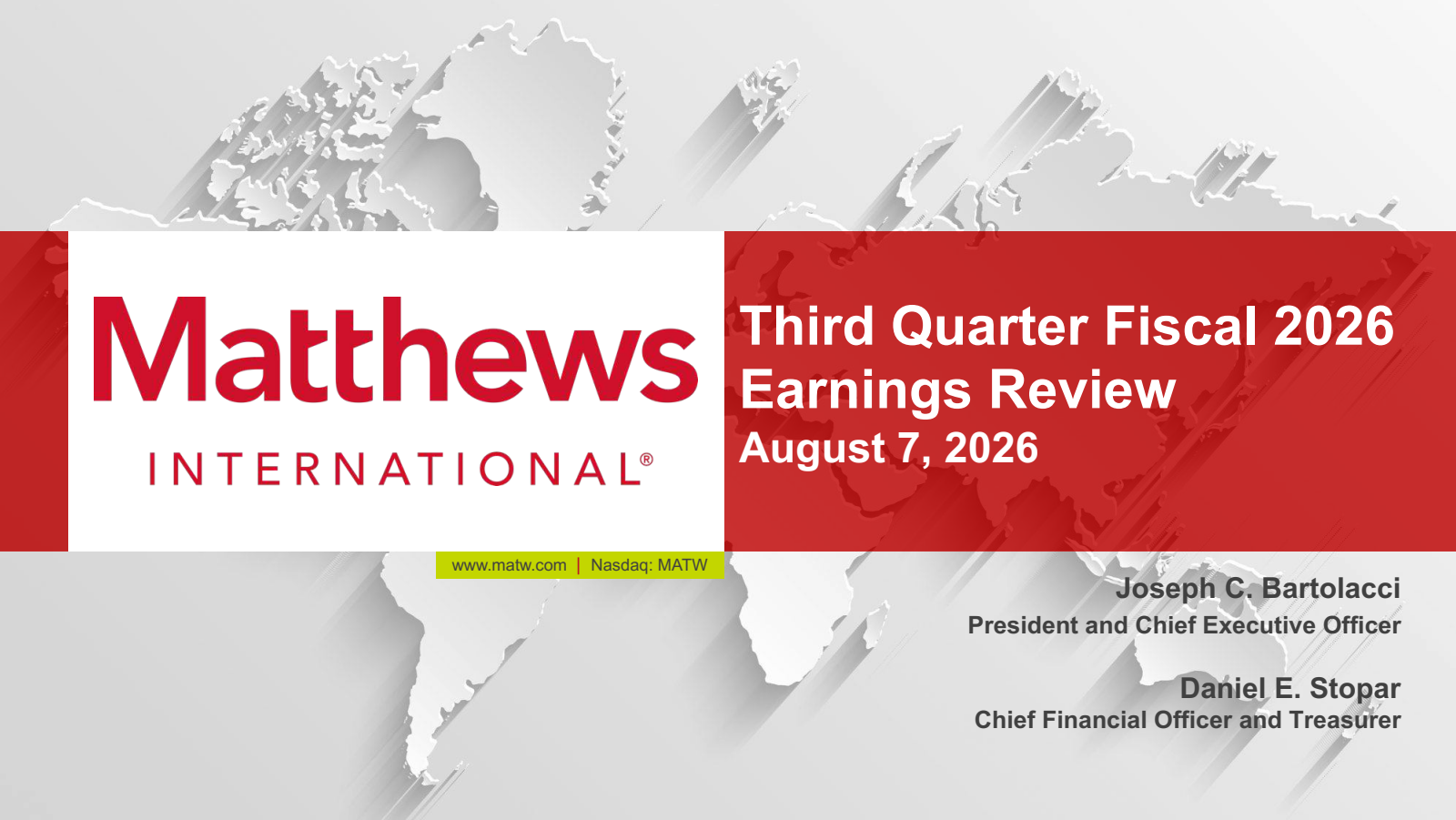 Matthews International's Q3 2026 Slide Deck