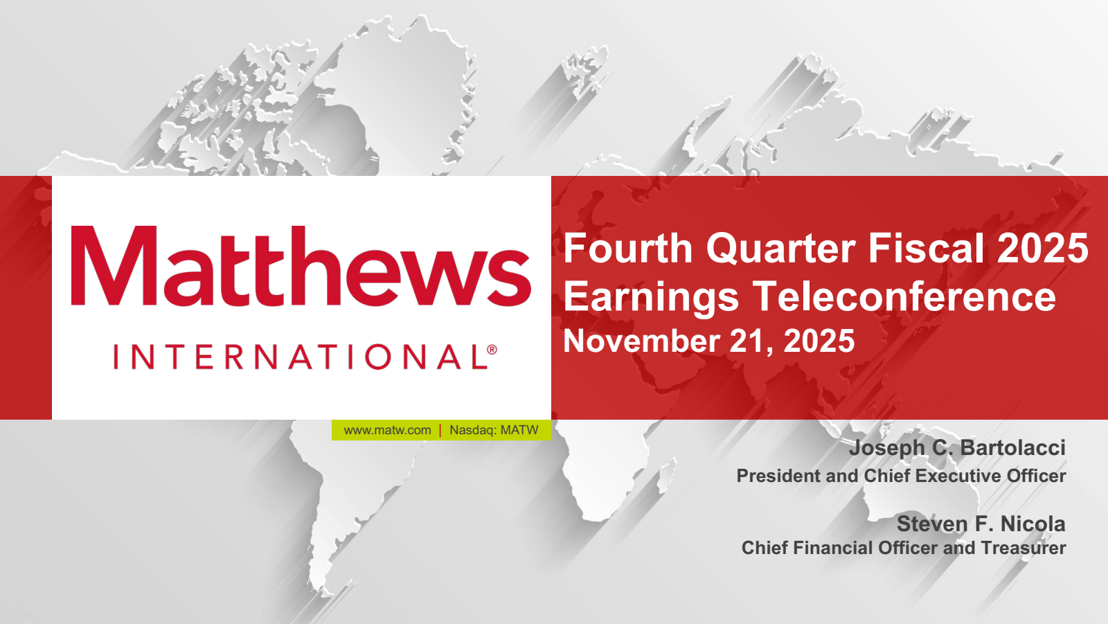 Matthews International's Q4 2025 Slide Deck