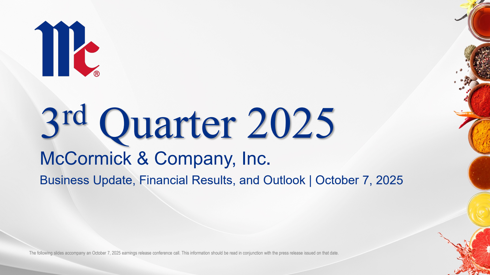McCormick & Company, Incorporated's Q3 2025 Slide Deck