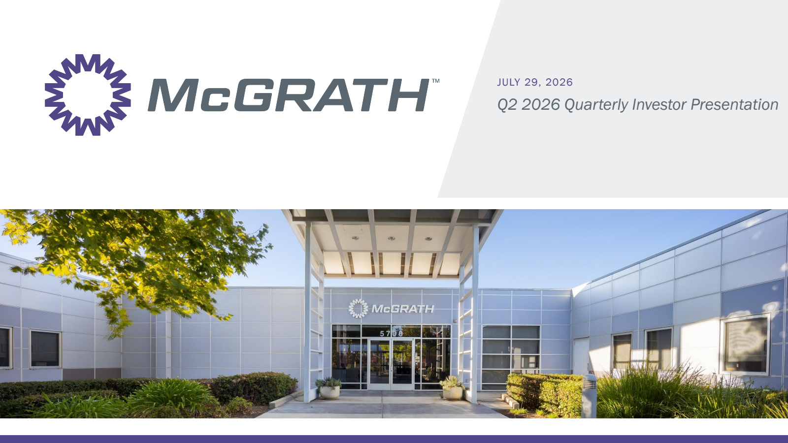 McGrath RentCorp's Q2 2026 Slide Deck