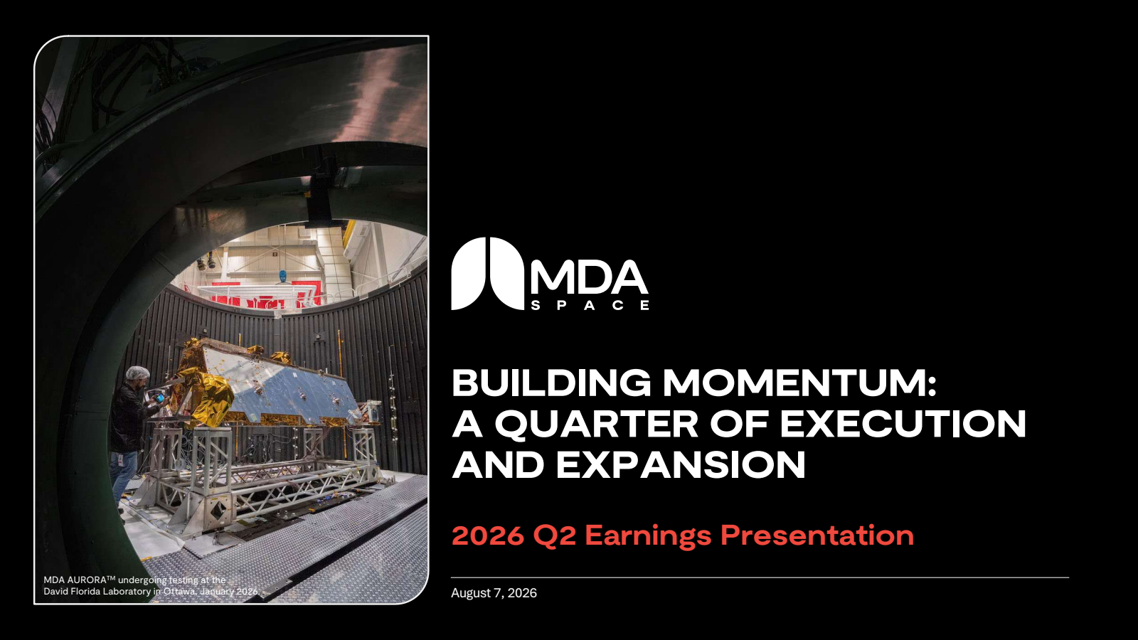 MDA Space's Q2 2026 Slide Deck