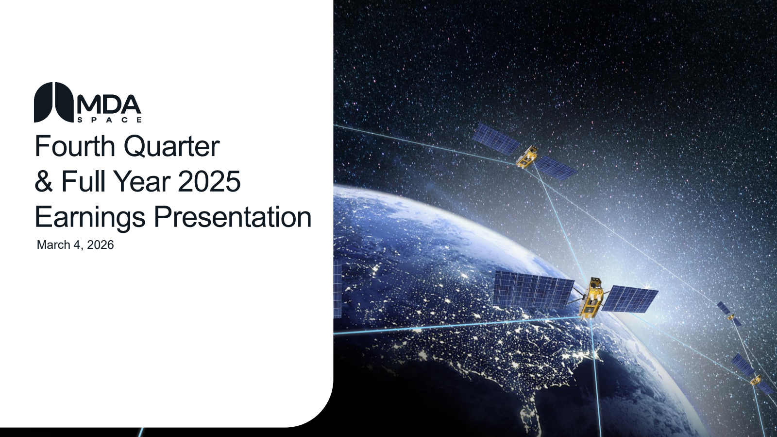 MDA Space's Q4 2025 Slide Deck
