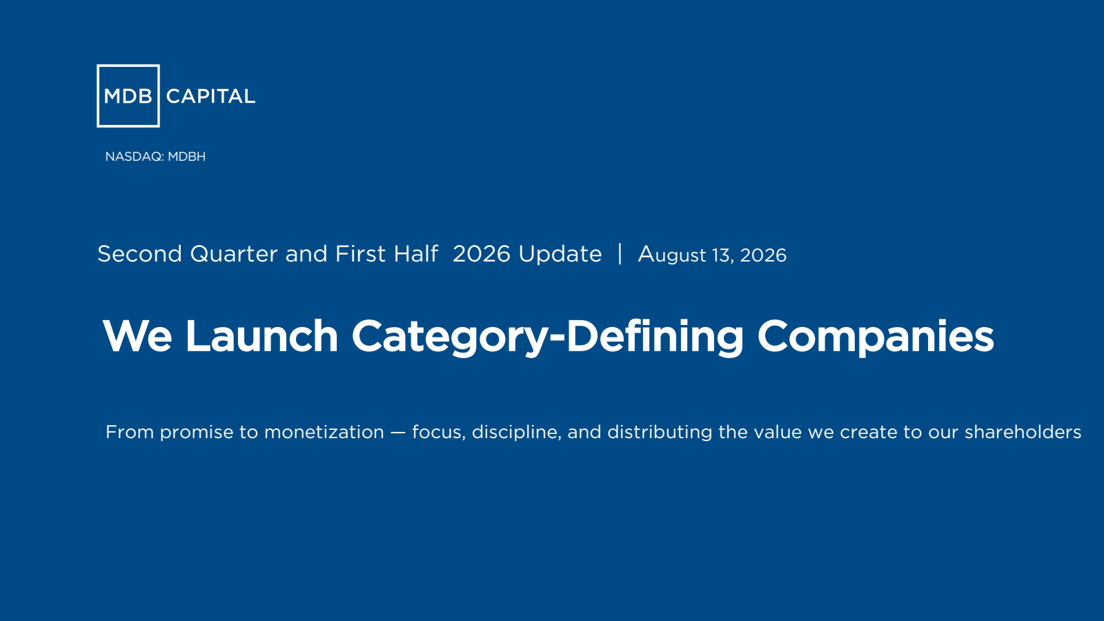 MDB Capital's Q2 2026 Slide Deck