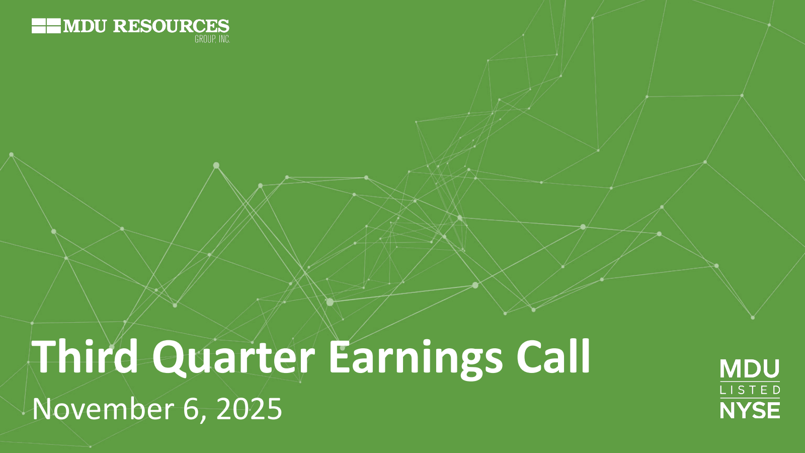 MDU Resources Group's Q3 2025 Slide Deck