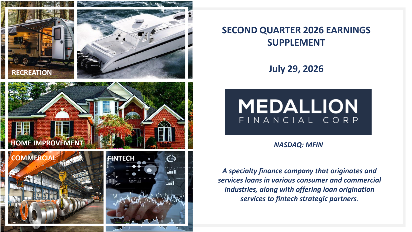 Medallion Financial's Q2 2026 Slide Deck