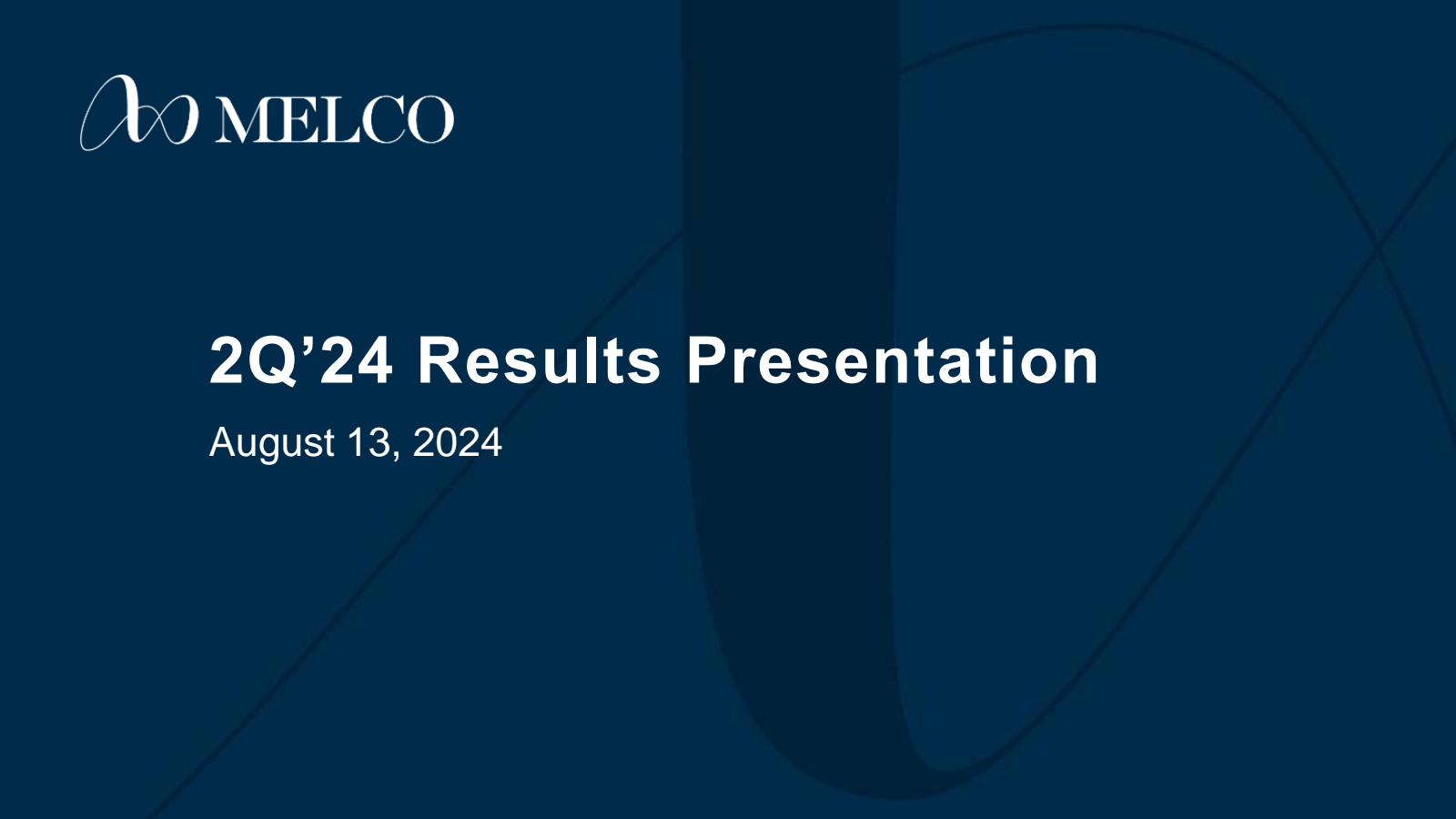 Melco Resorts & Entertainment's Q2 2024 Slide Deck