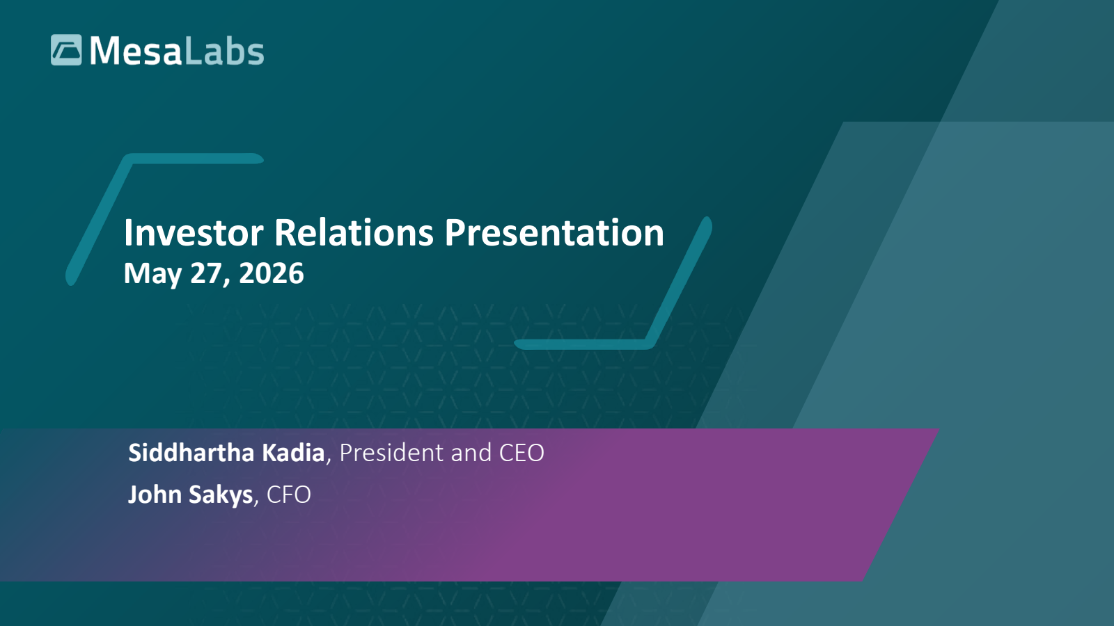 Mesa Laboratories' Q4 2026 Slide Deck