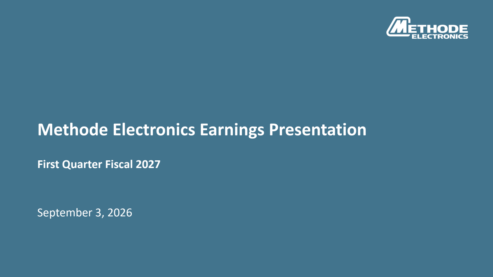 Methode Electronics' Q1 2027 Slide Deck
