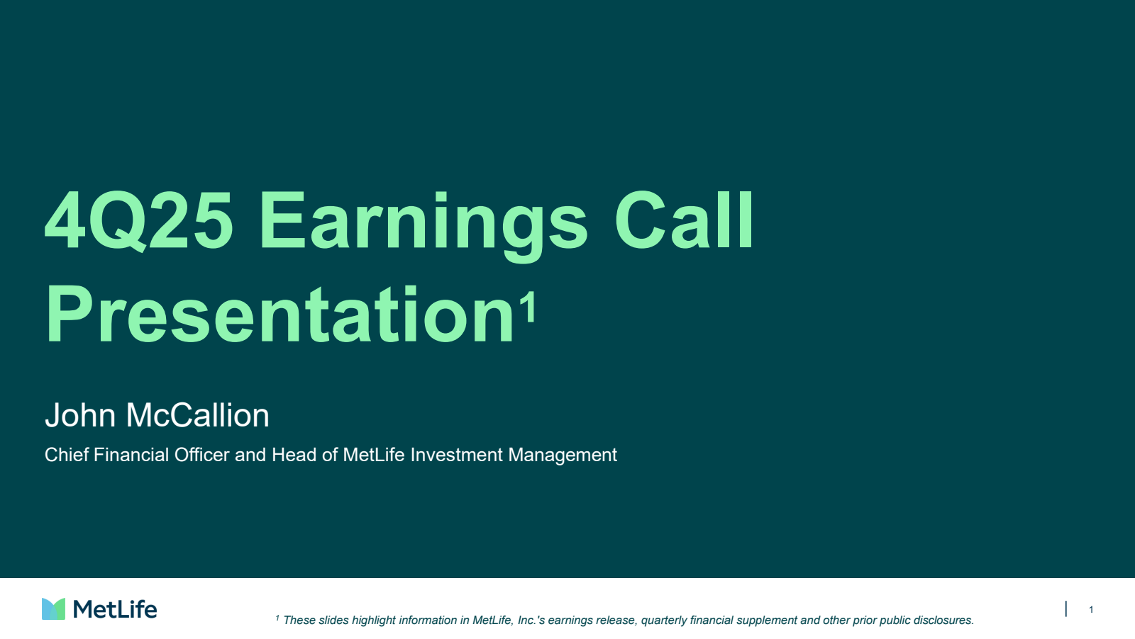 MetLife's Q4 2025 Slide Deck