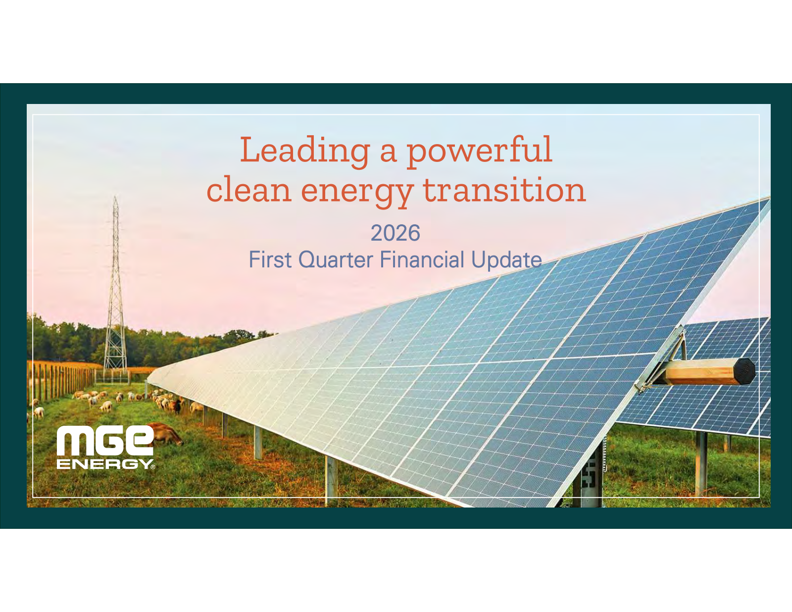 MGE Energy's Q1 2026 Slide Deck