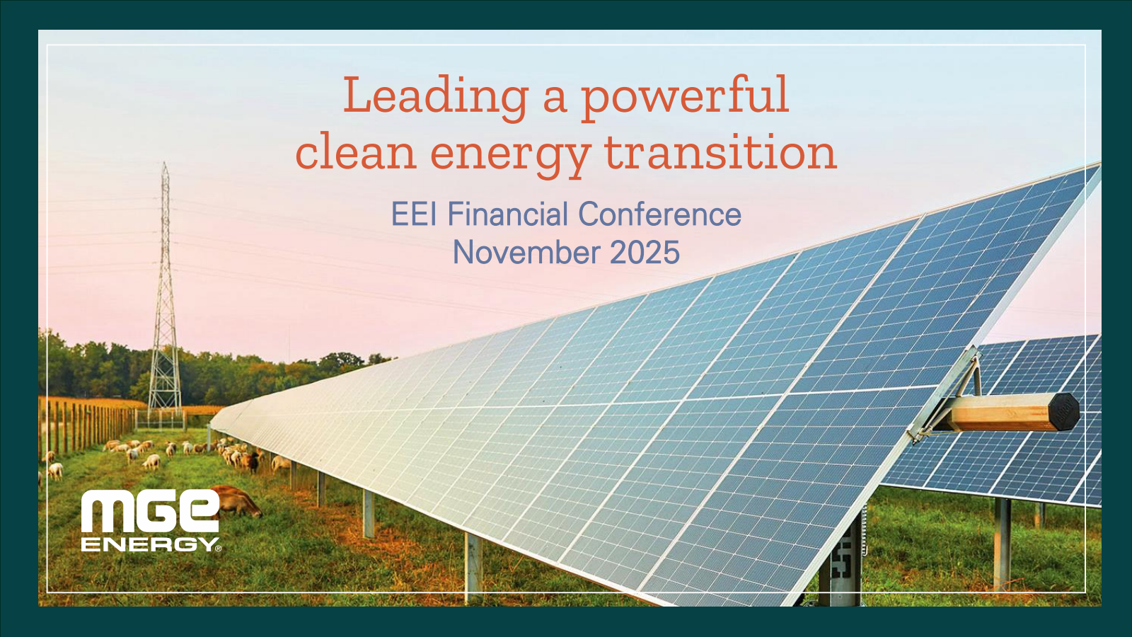 MGE Energy's Q3 2025 Slide Deck