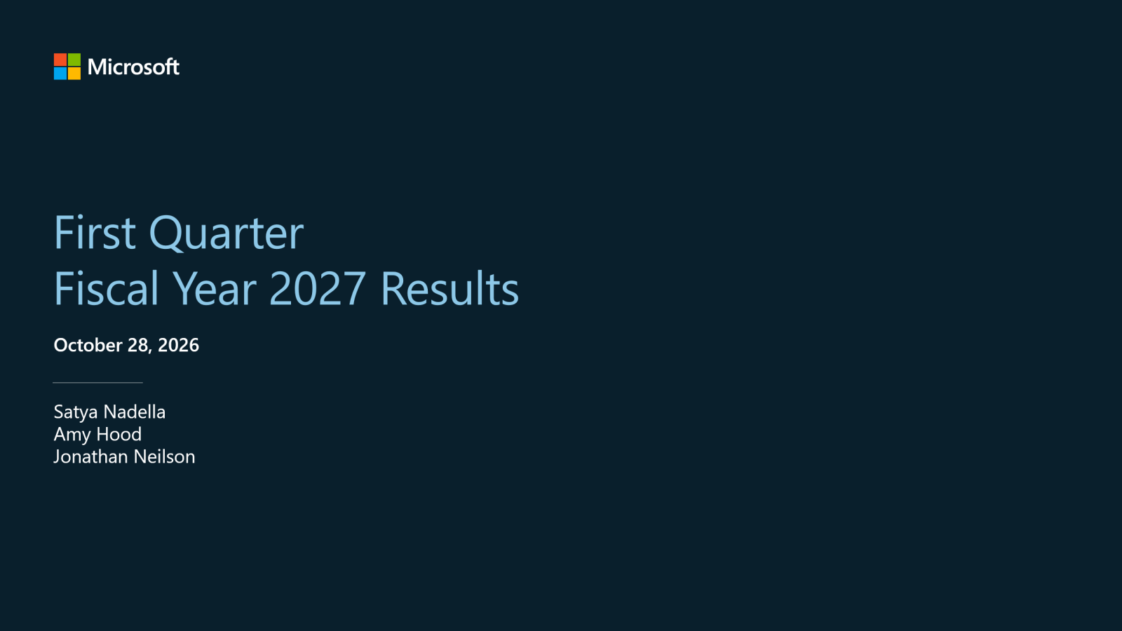 Microsoft's Q1 2027 Slide Deck