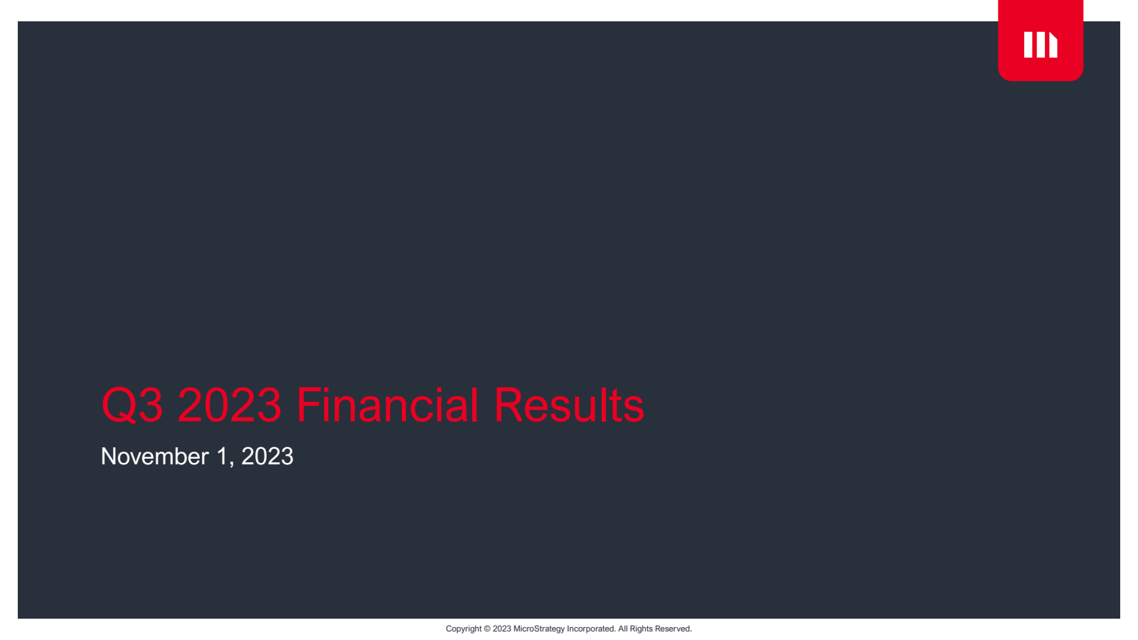 Strategy's Q3 2023 Slide Deck