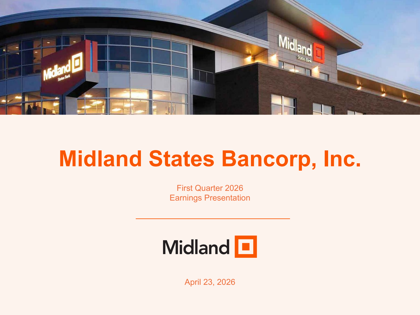 Midland States Bancorp's Q1 2026 Slide Deck