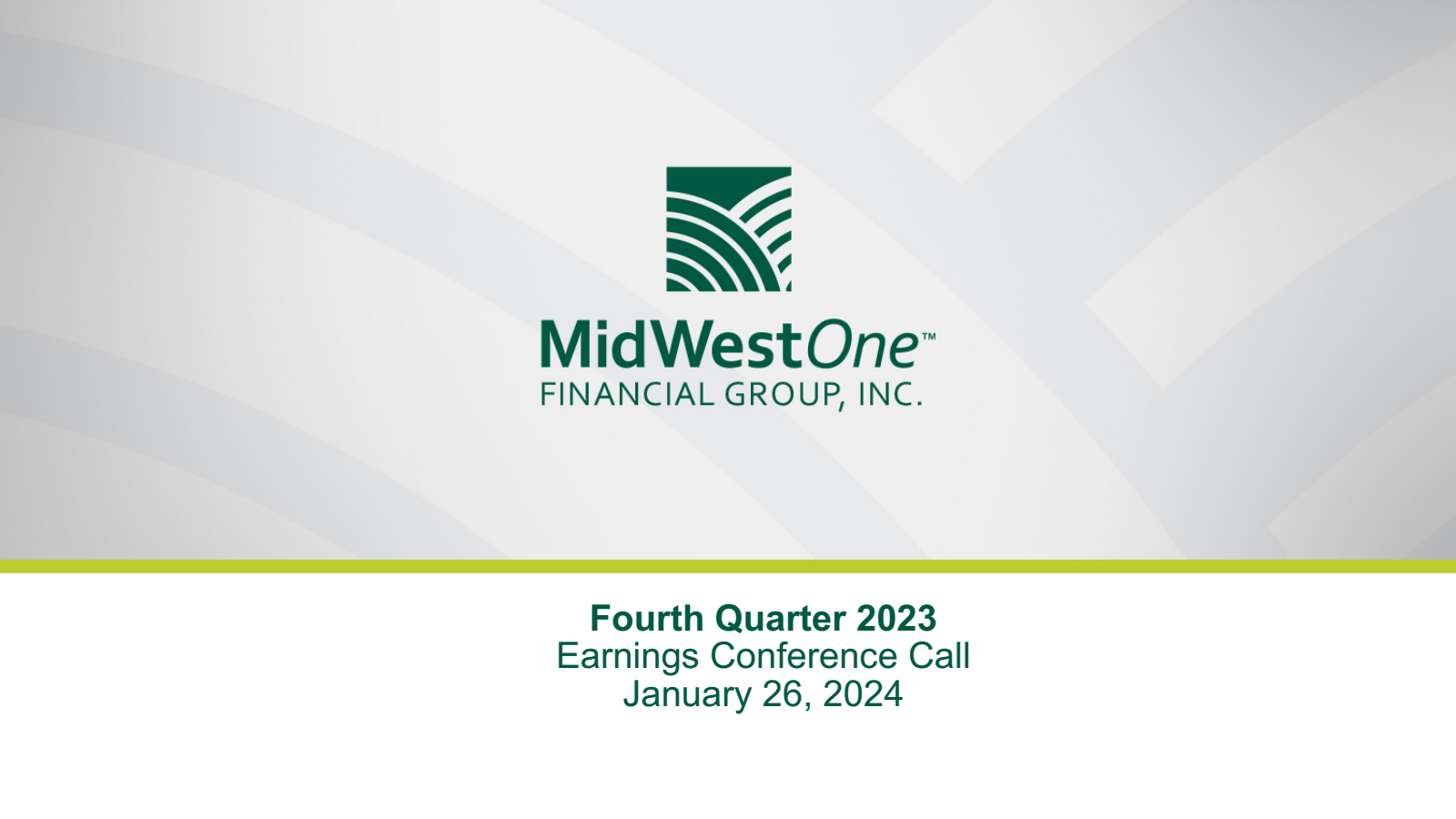 MidWestOne Financial Group's Q4 2023 Slide Deck
