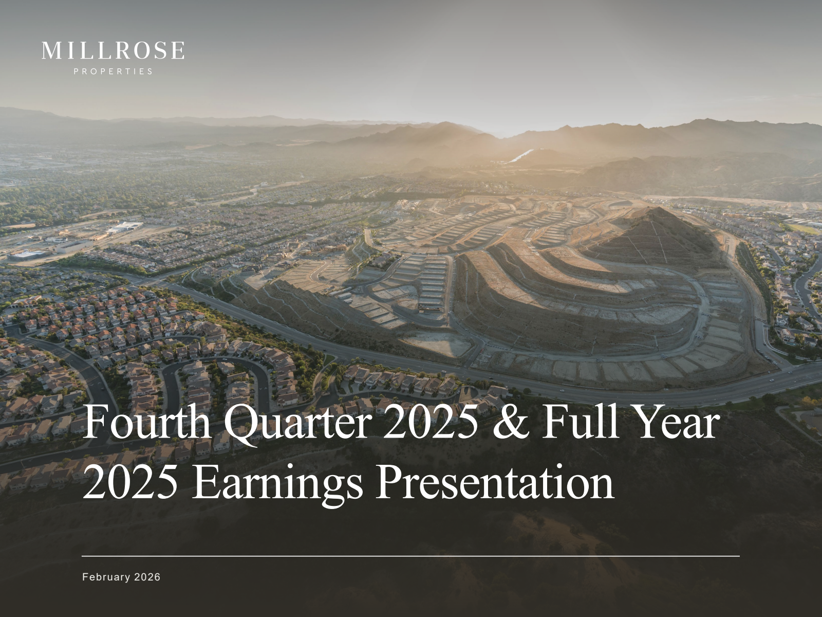 Millrose Properties' Q4 2025 Slide Deck