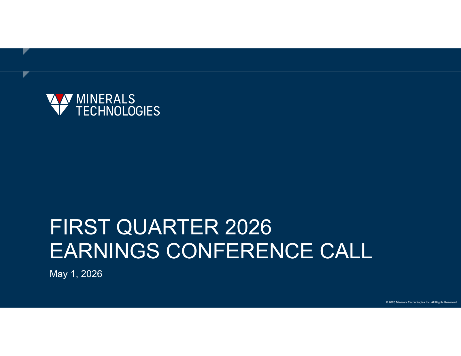 Minerals Technologies' Q1 2026 Slide Deck